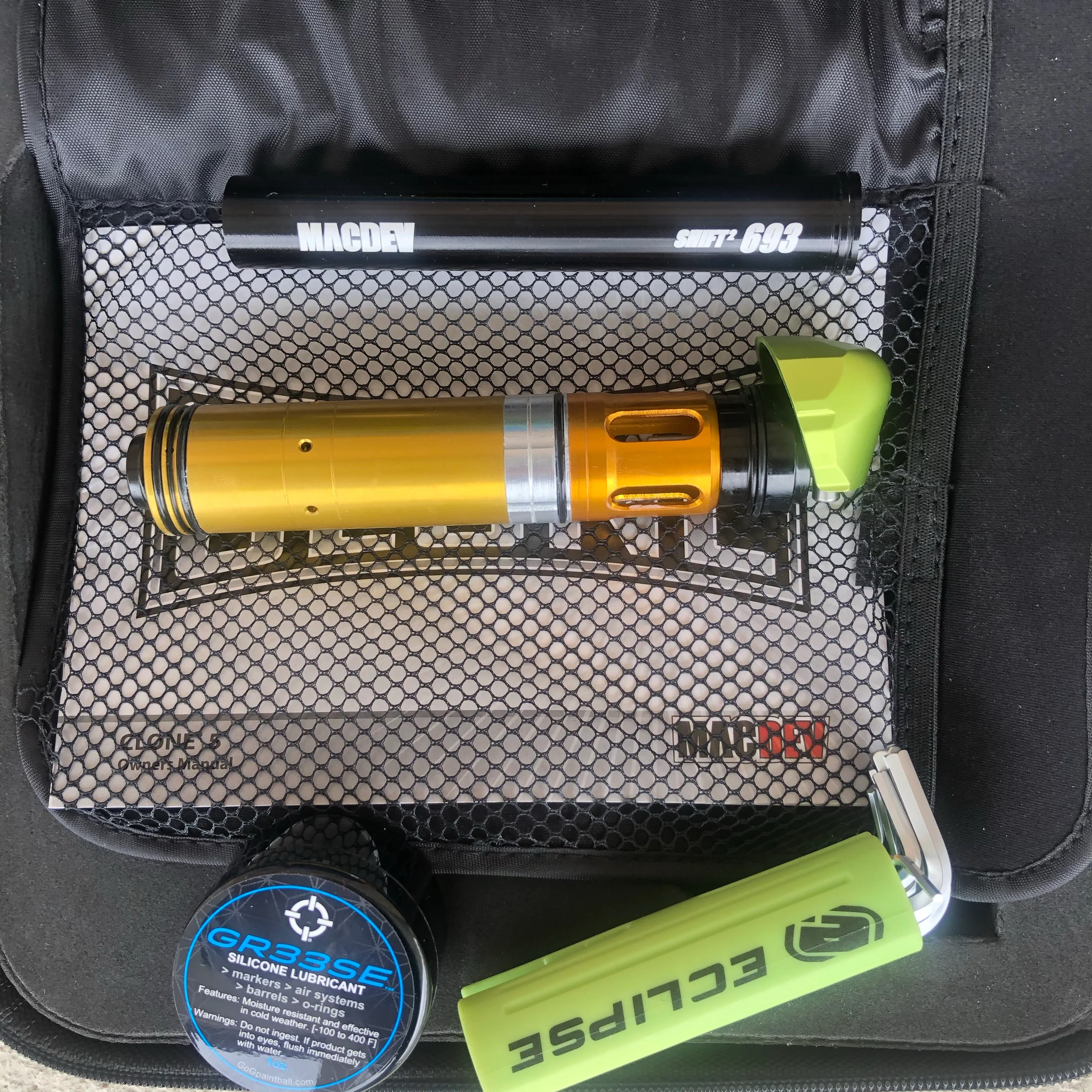 Used MacDev Clone 5 Infinity Paintball Gun - Aqua/Lime - Image 6