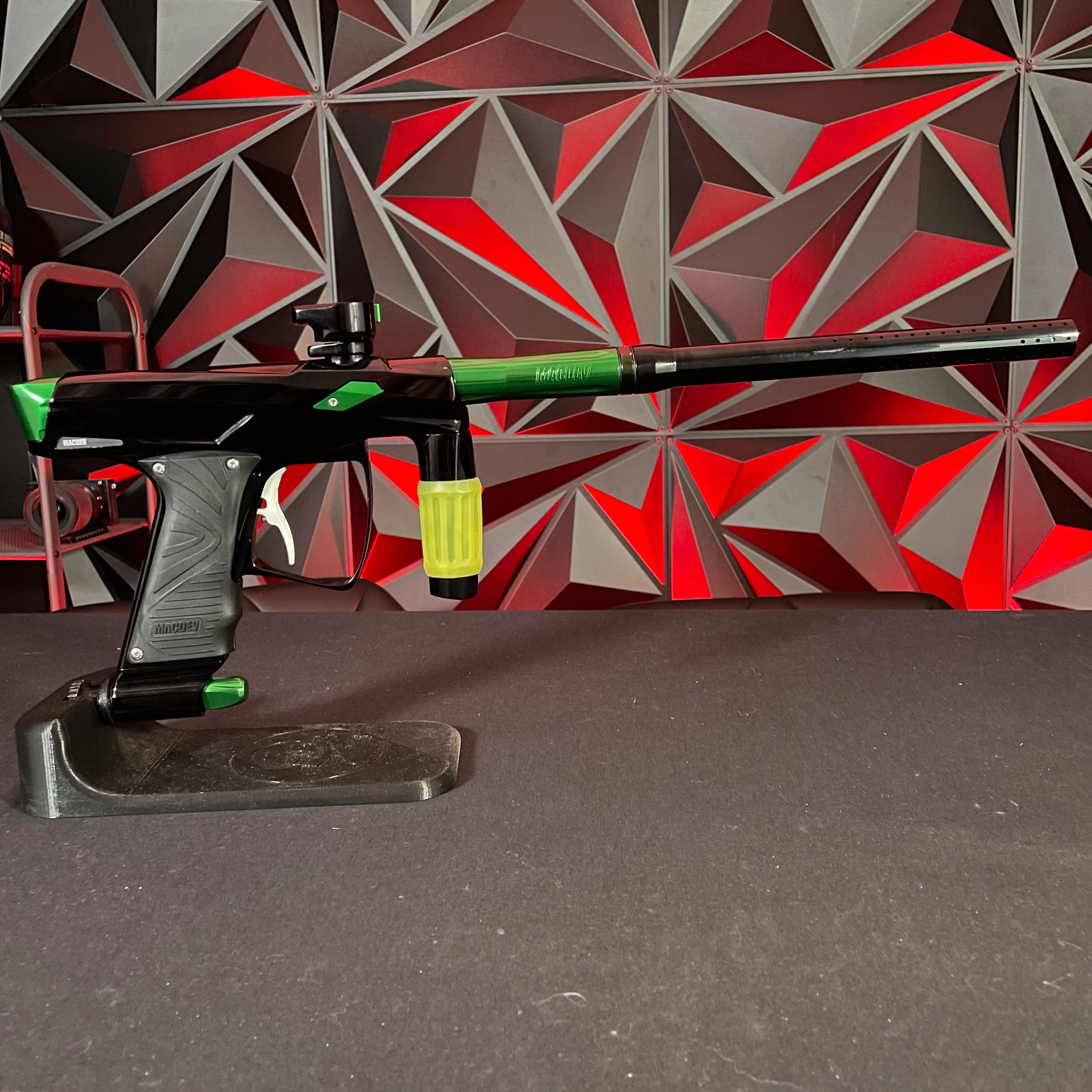Used MacDev GTI Paintball Gun - Black/Green w/White Scythe Trigger - Image 5