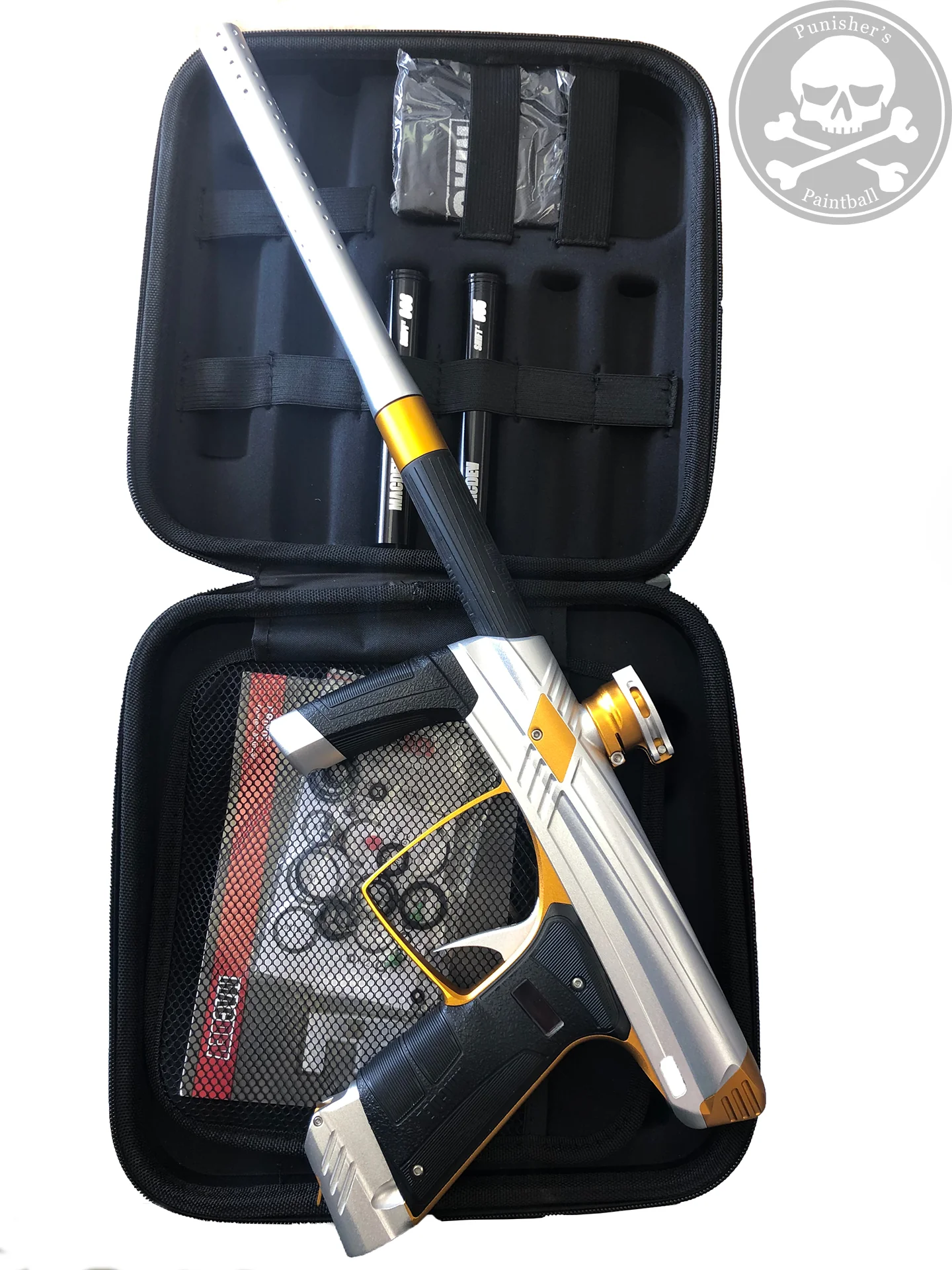 Used Macdev Prime Paintball Gun - Silver/Orange - Image 2