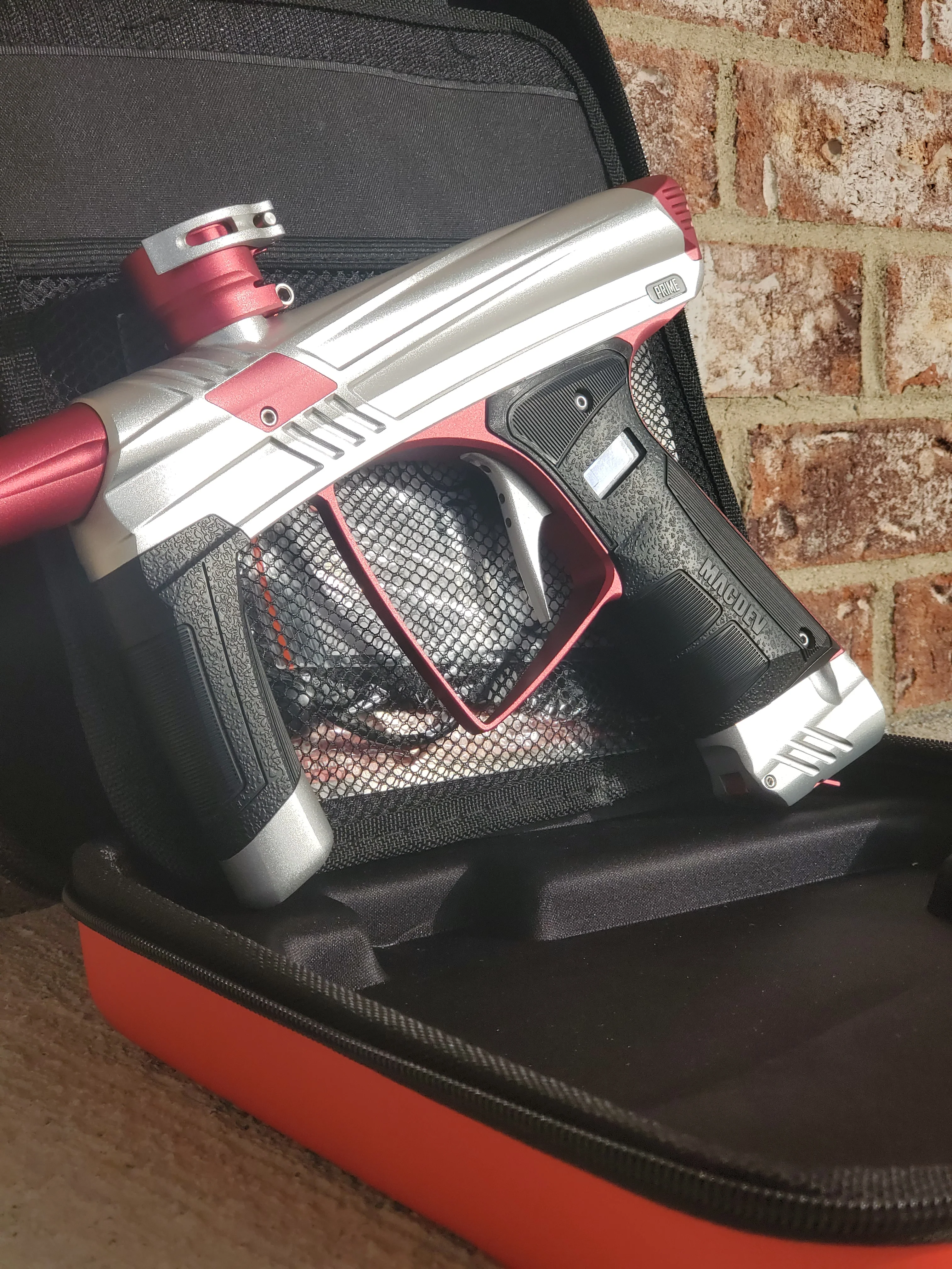 Used MacDev Prime Paintball Marker - Silver / Red - Image 4
