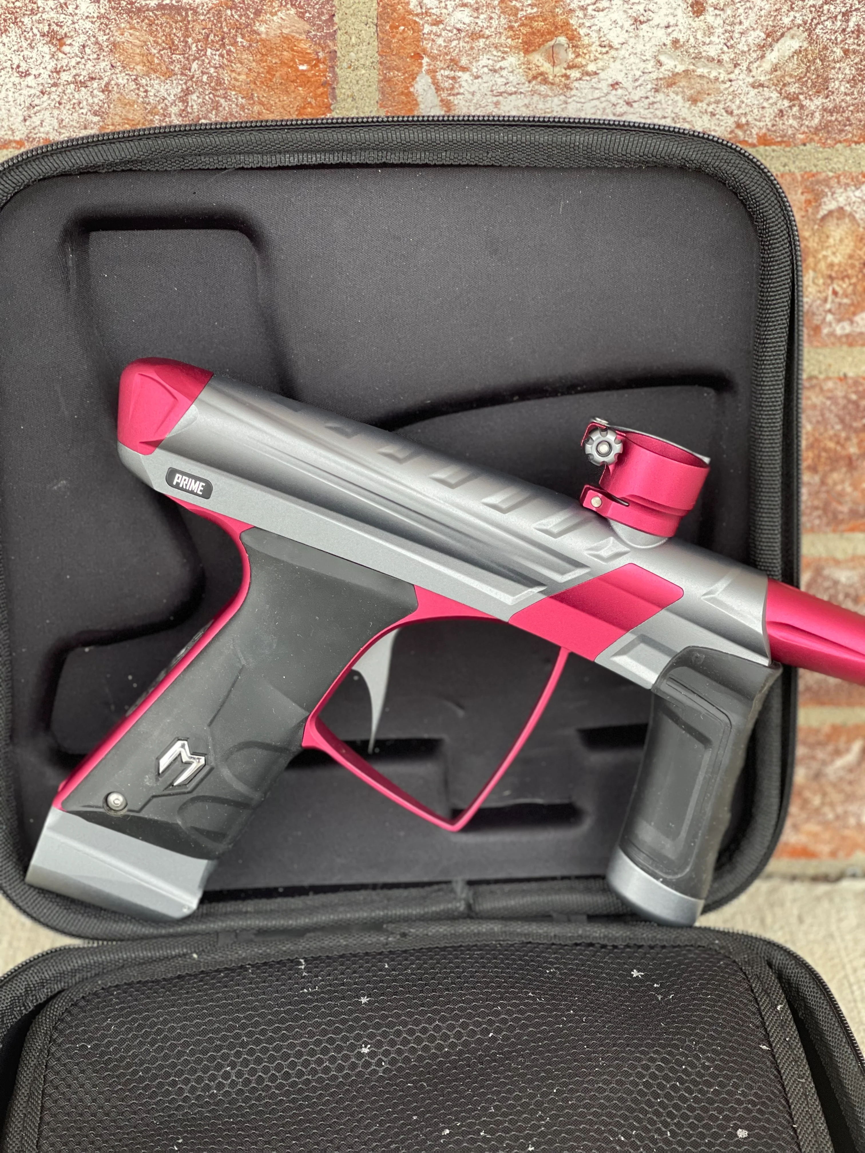 Used MacDev Prime XTS Paintball Gun - Dust Grey / Dust Red w/ additional Stock Deuce Trigger - Image 5