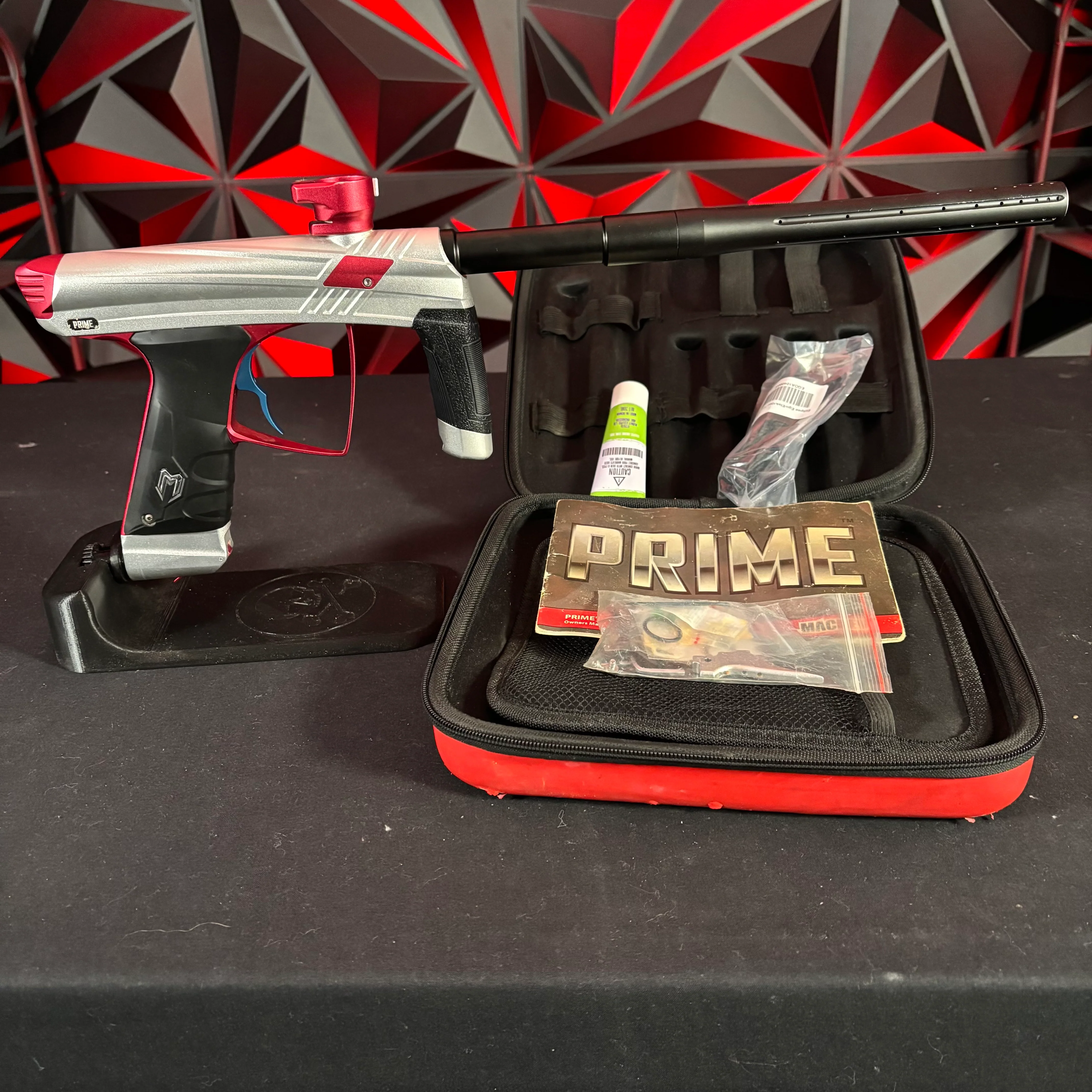 Used MacDev Prime XTS Paintball Gun - Silver/Red