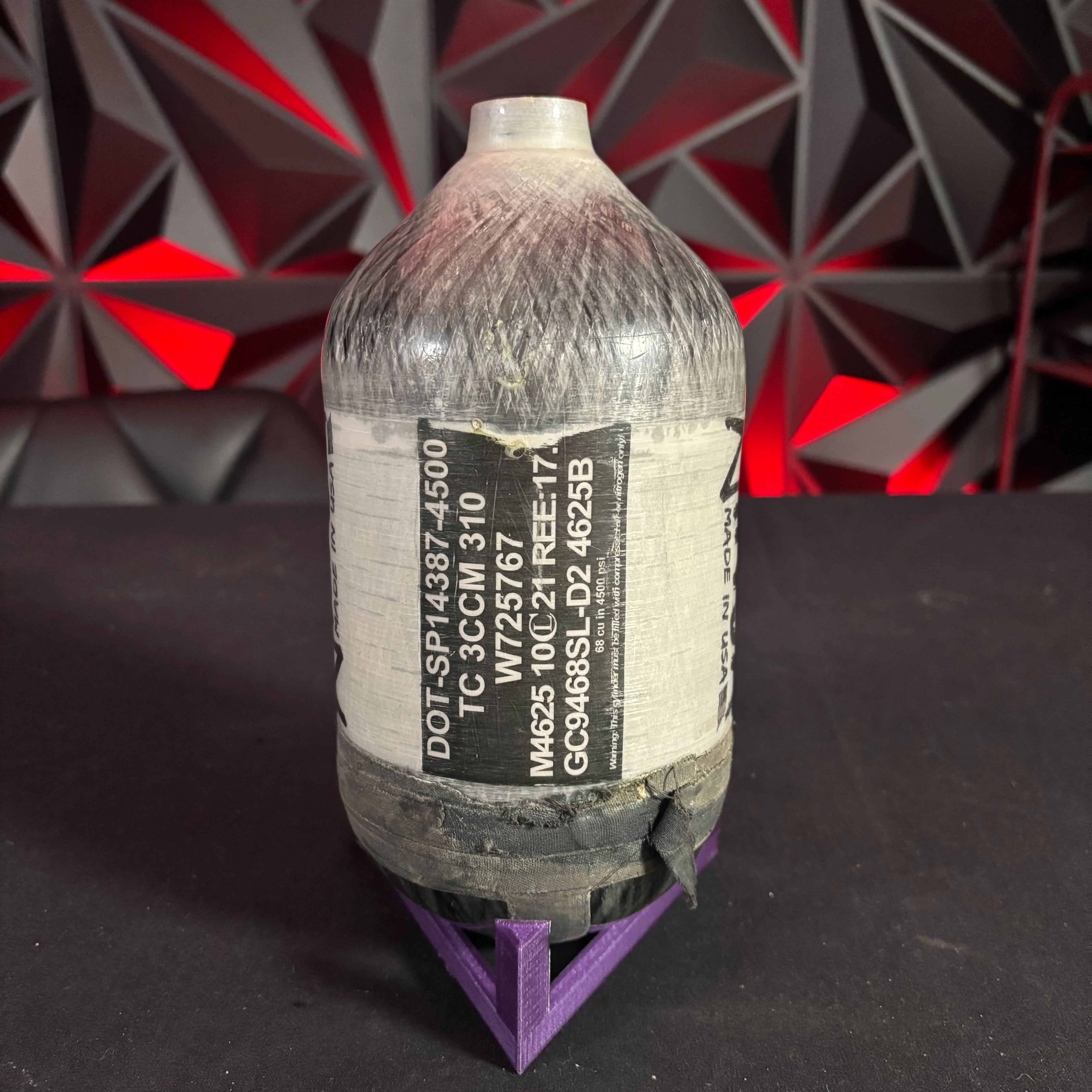 Used Ninja Lite 68/4500 Paintball Tank - Translucent Black **BOTTLE ONLY** - Image 2