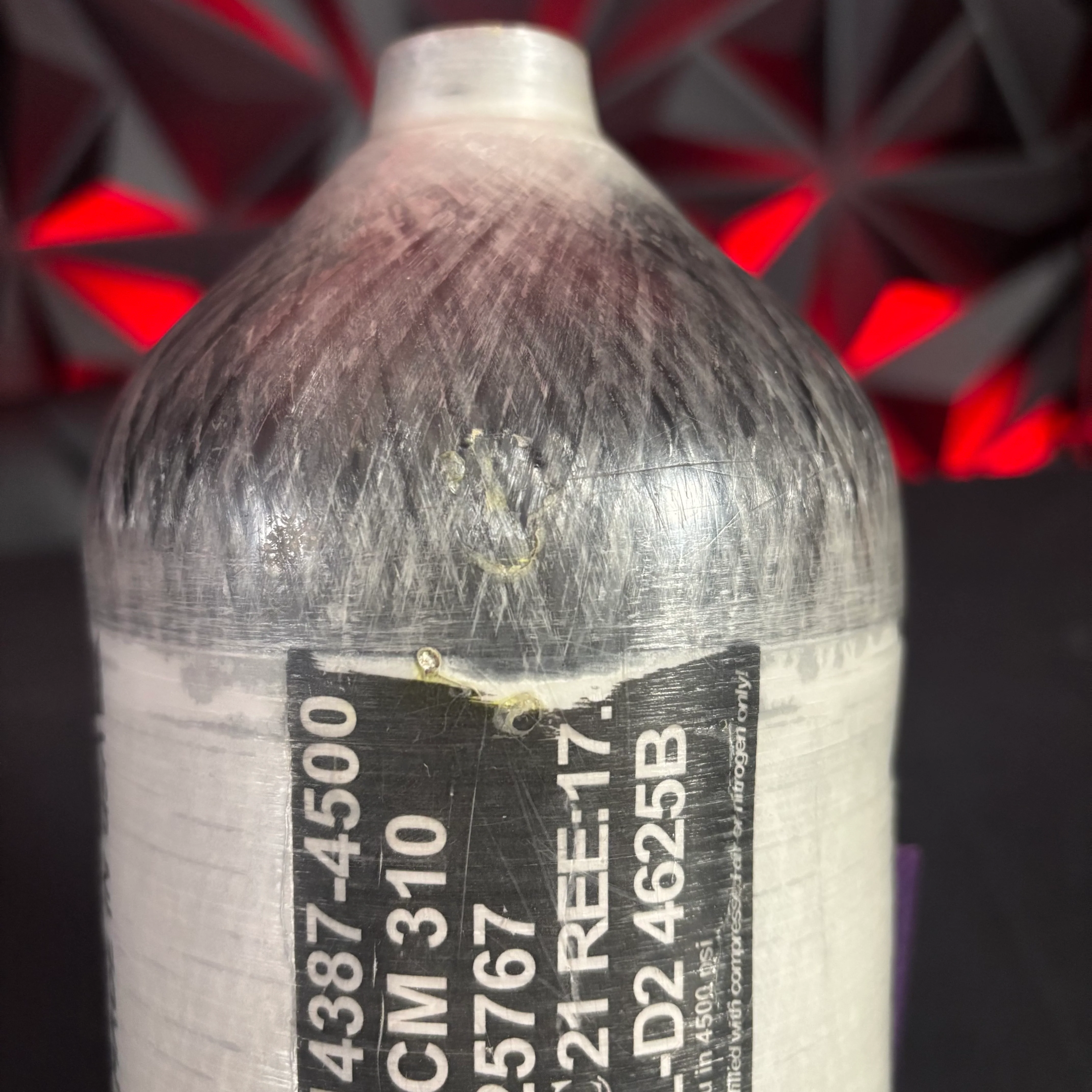 Used Ninja Lite 68/4500 Paintball Tank - Translucent Black **BOTTLE ONLY** - Image 3