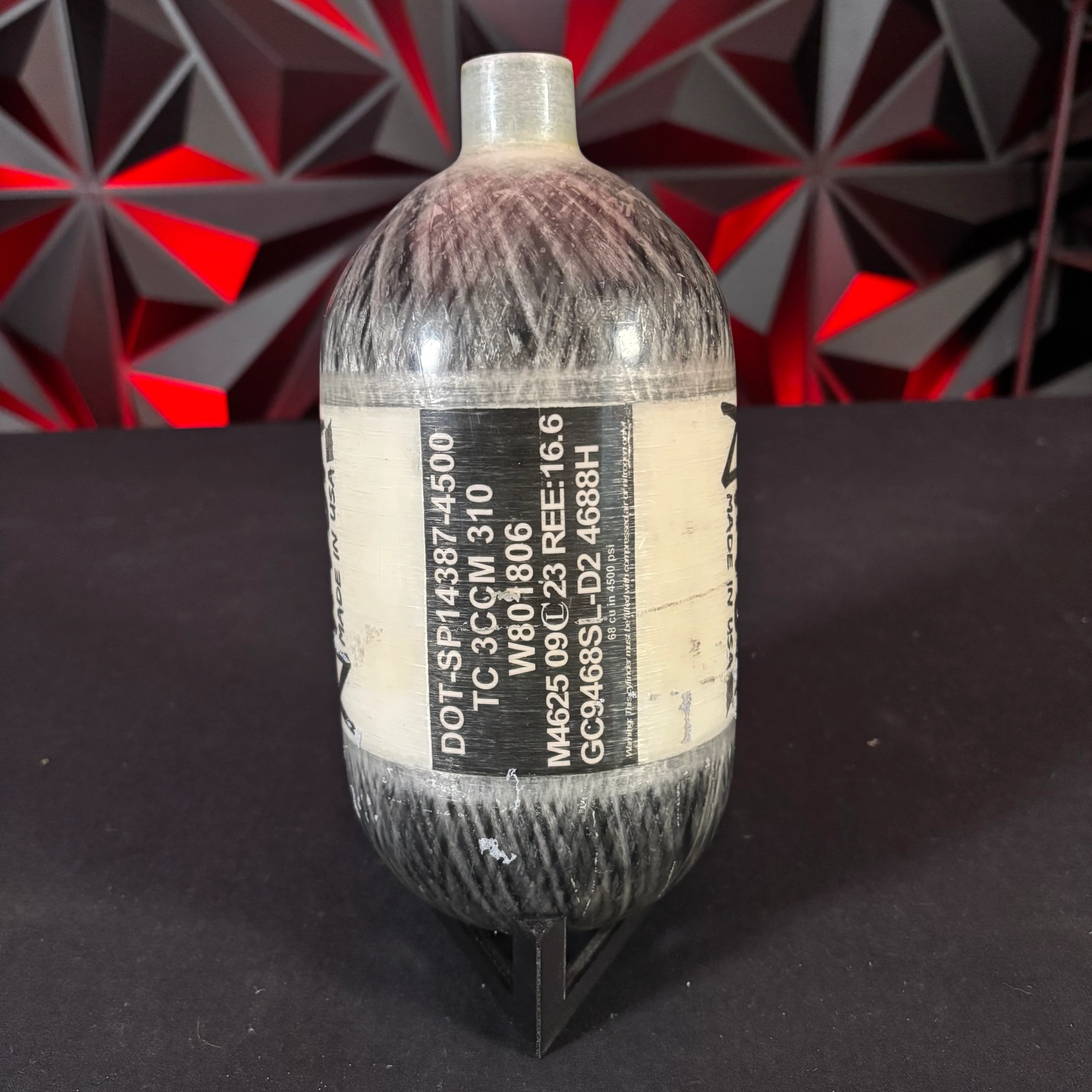 Used Ninja Lite 68/4500 Paintball Tank - Translucent Black **BOTTLE ONLY** - Image 3