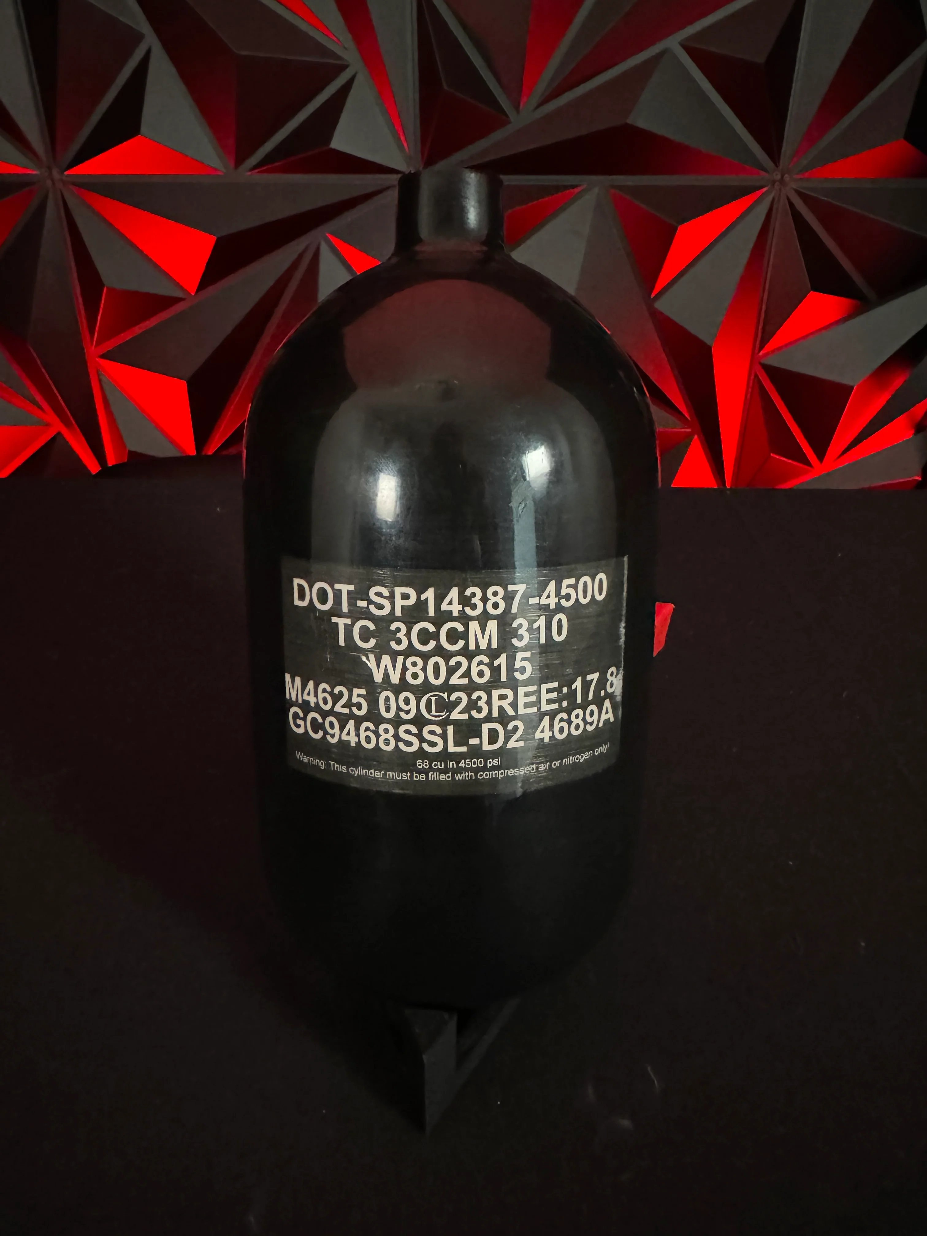 Used Ninja SL2 68/4500 Paintball Tank - Black/Black *Bottle Only* - Image 2