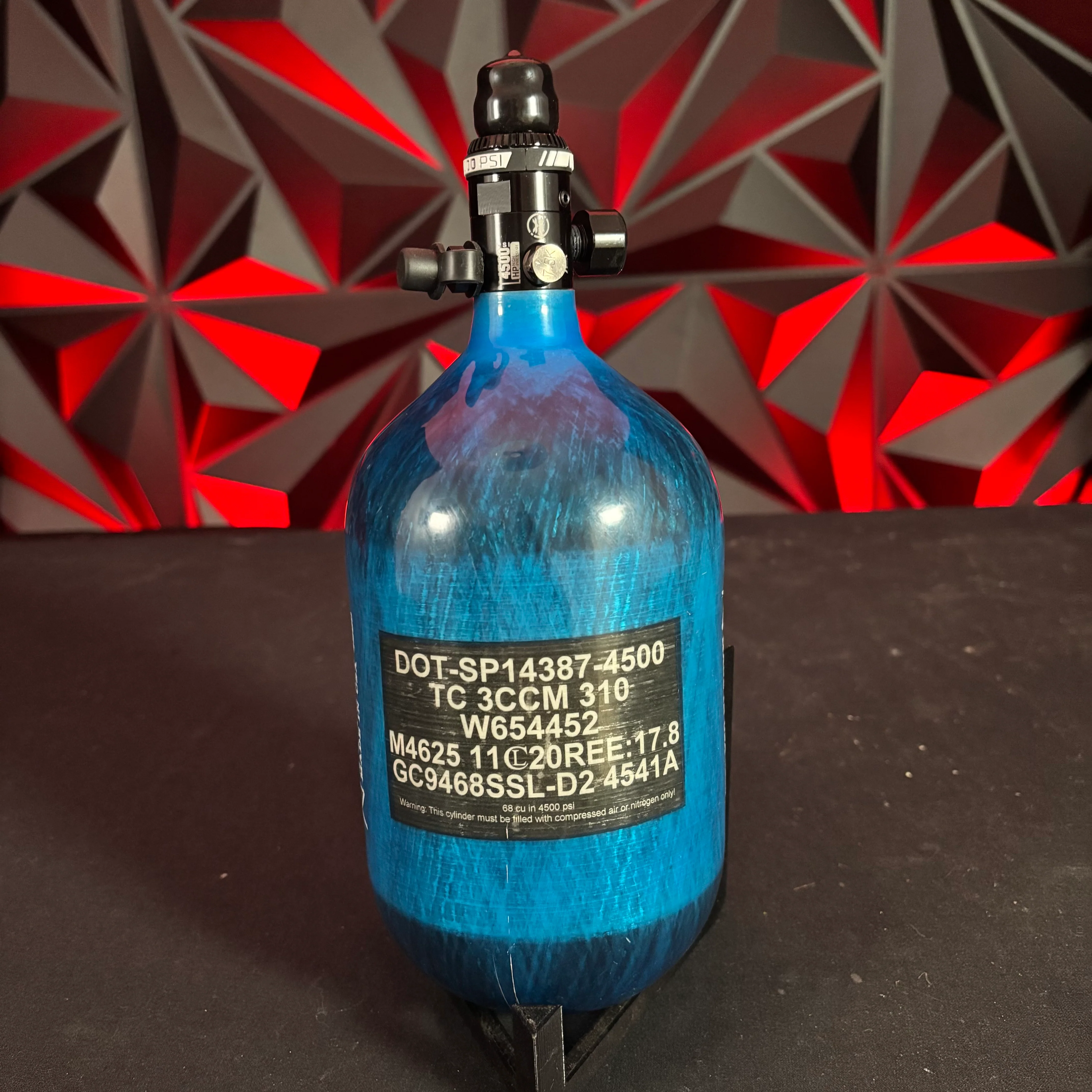 Used Ninja SL2 68/4500 Paintball Tank - Blue/ w HK Army MP5 regulator - Image 2