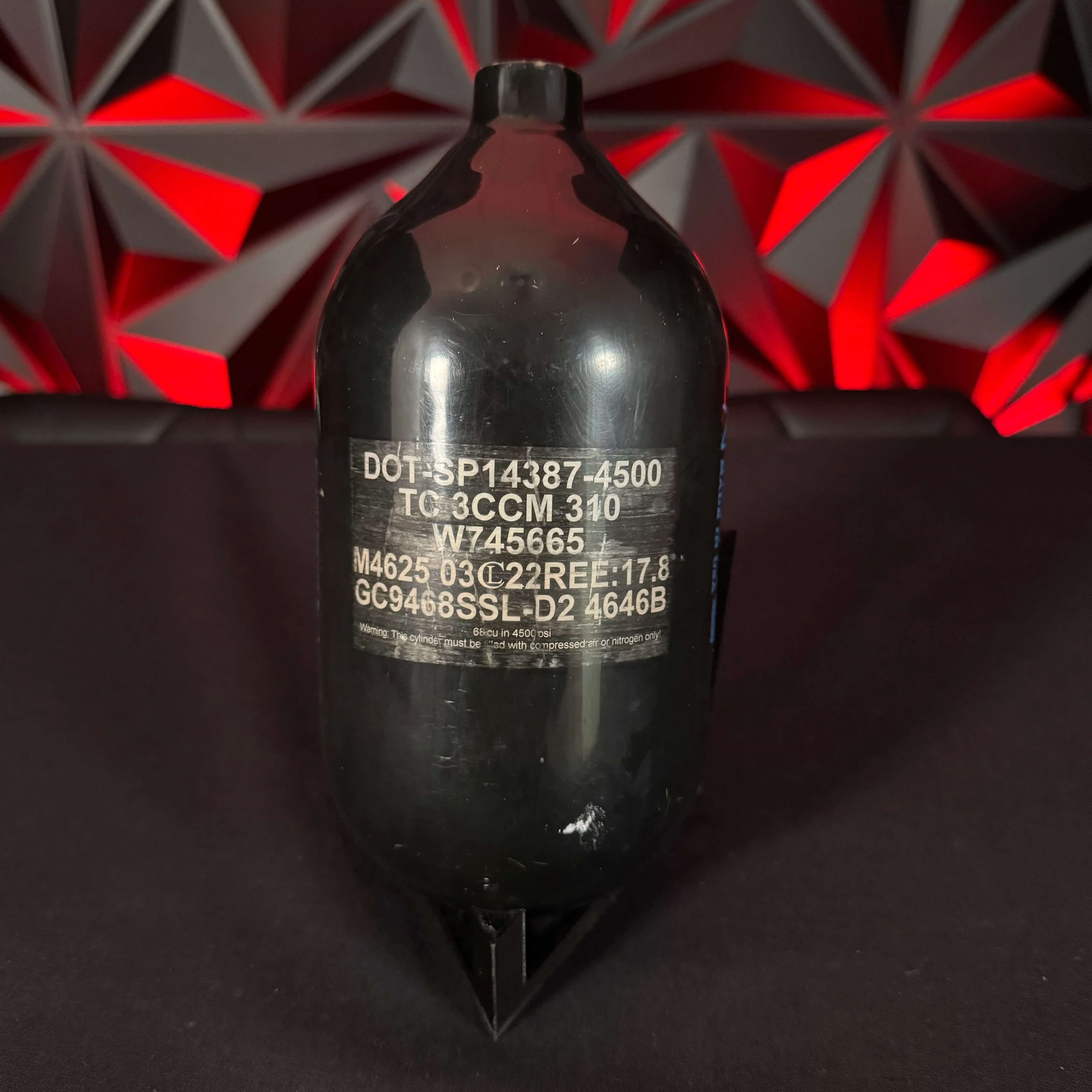 Used Ninja SL2 68/4500 Paintball Tank - BOTTLE ONLY - Black/Blue - Image 2