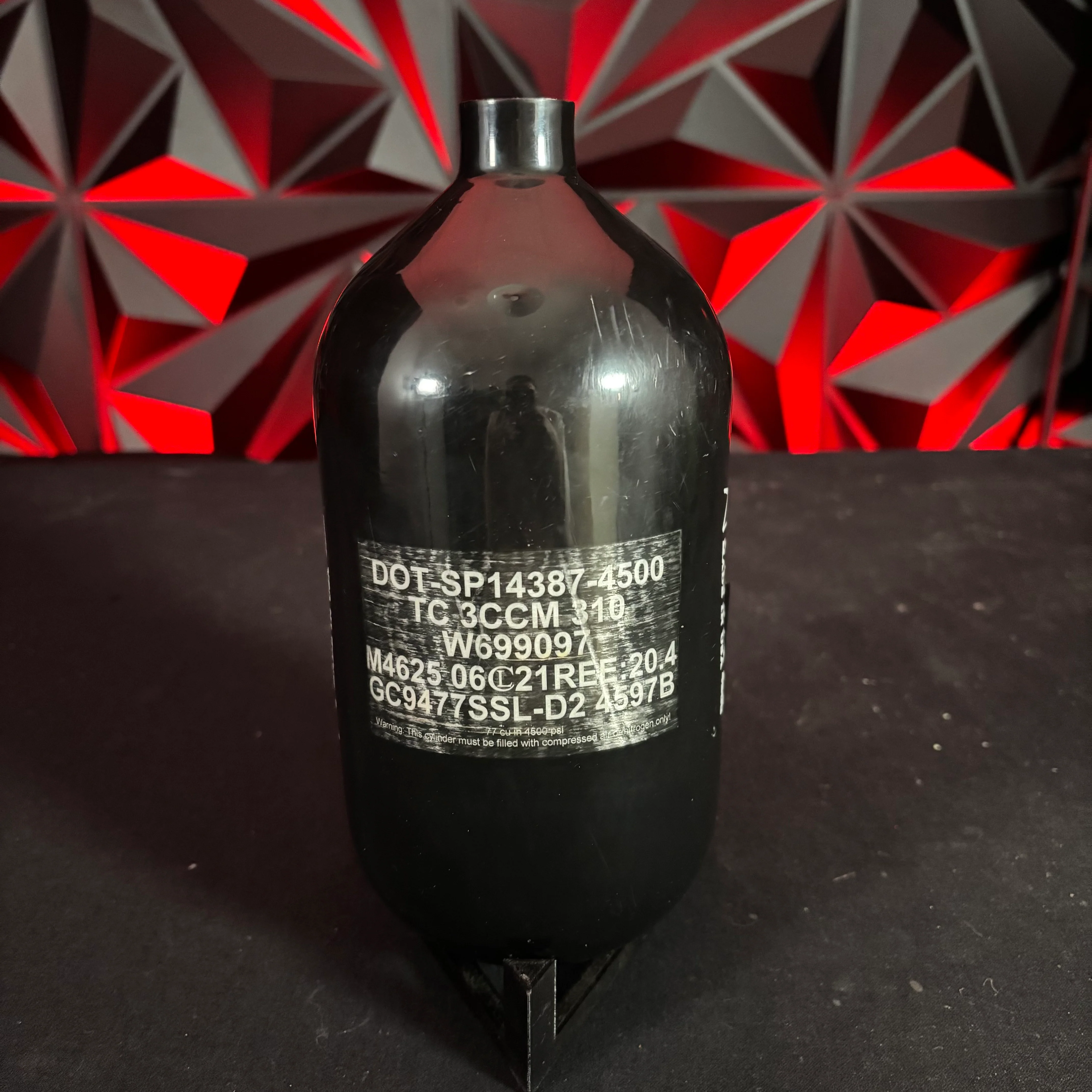 Used Ninja SL2 77/4500 Paintball Tank - Bottle Only - Black/ White - Image 2