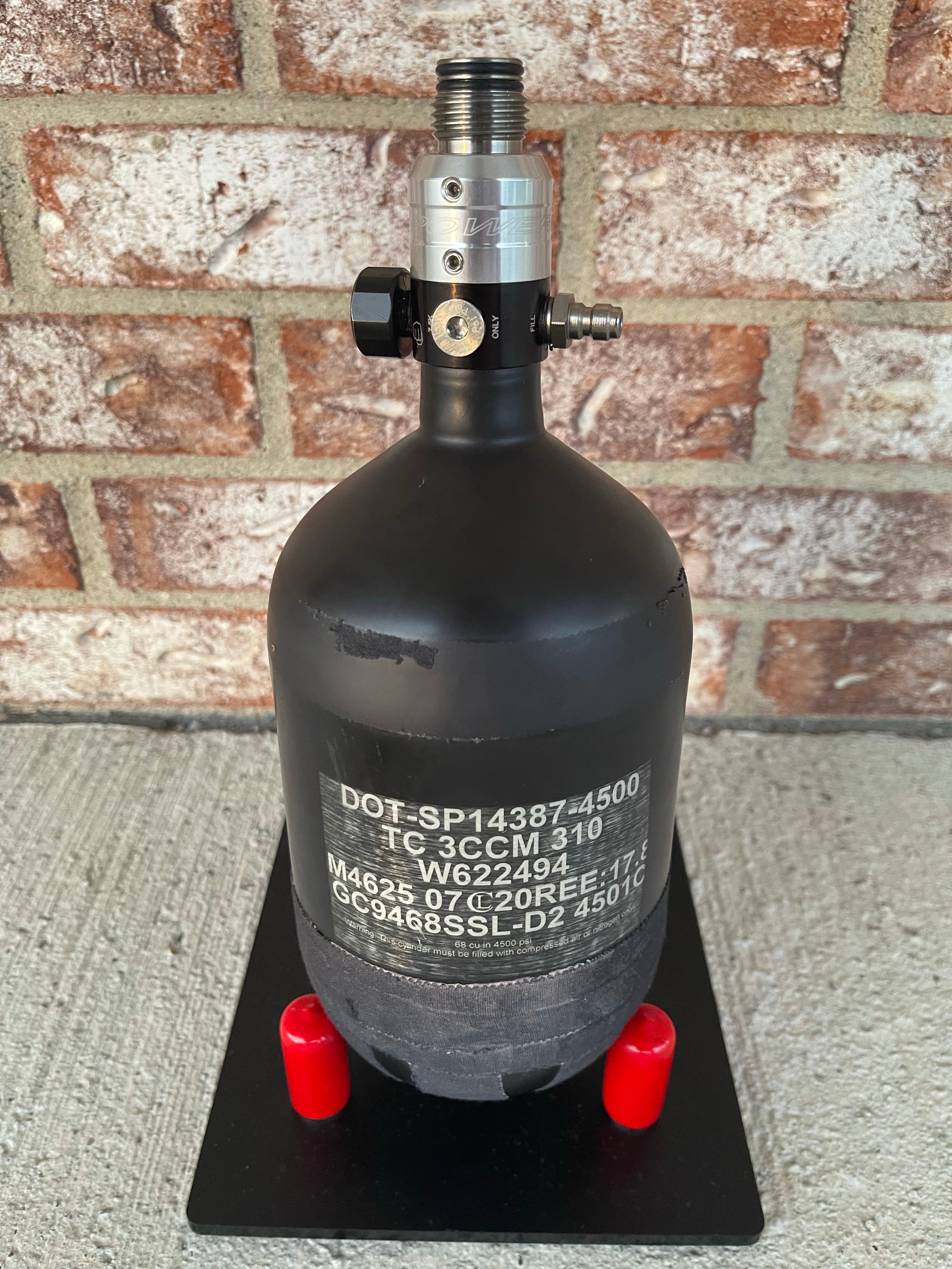 Used Ninja SL2 68/4500 Paintball Tank - Cerakote Black with Silver/Black Powerhouse HAYMKR Regulator & Exalt Tank Case - Image 3