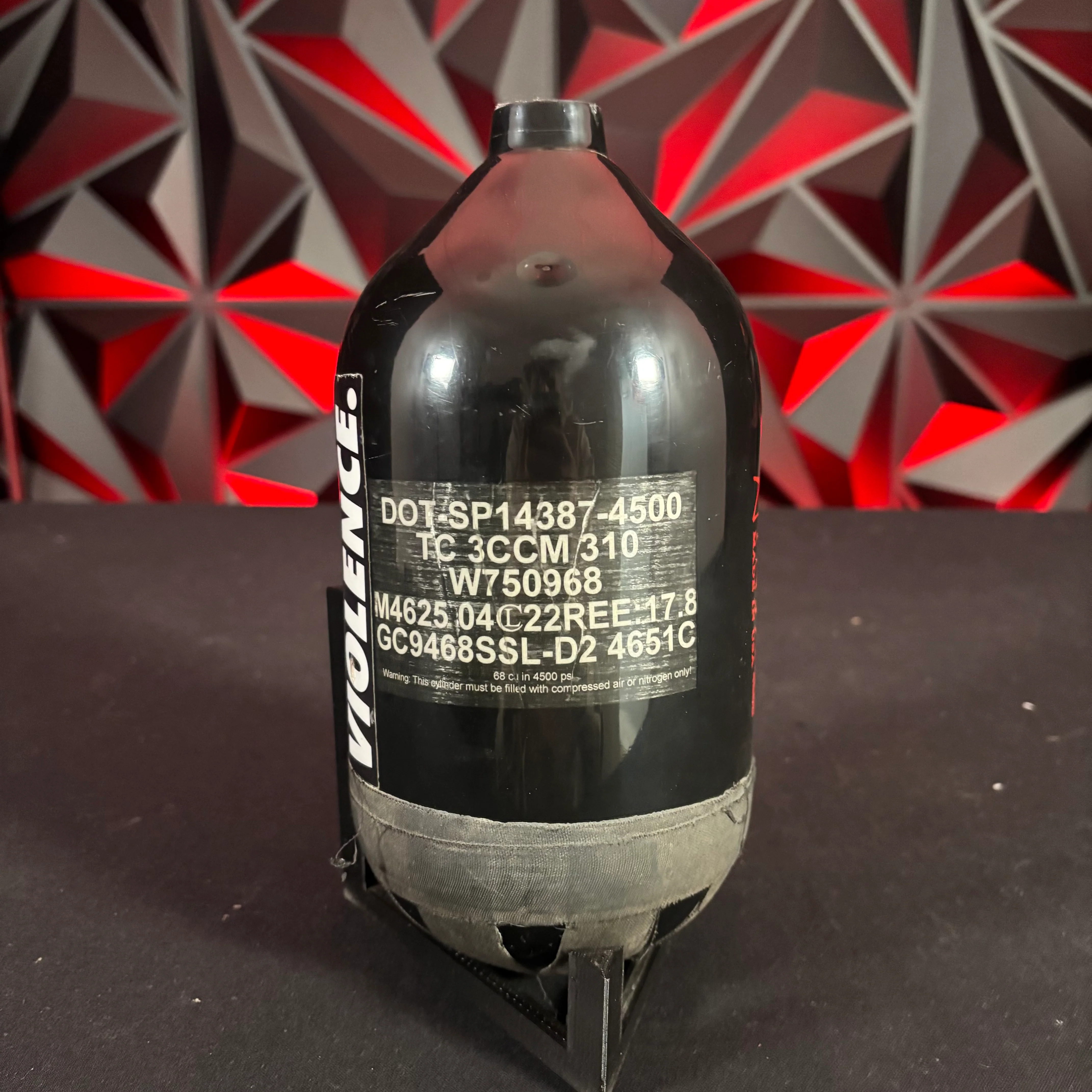 Used Ninja SL2 68/4500 Paintball Tank- Black/Red **Bottle Only** - Image 2