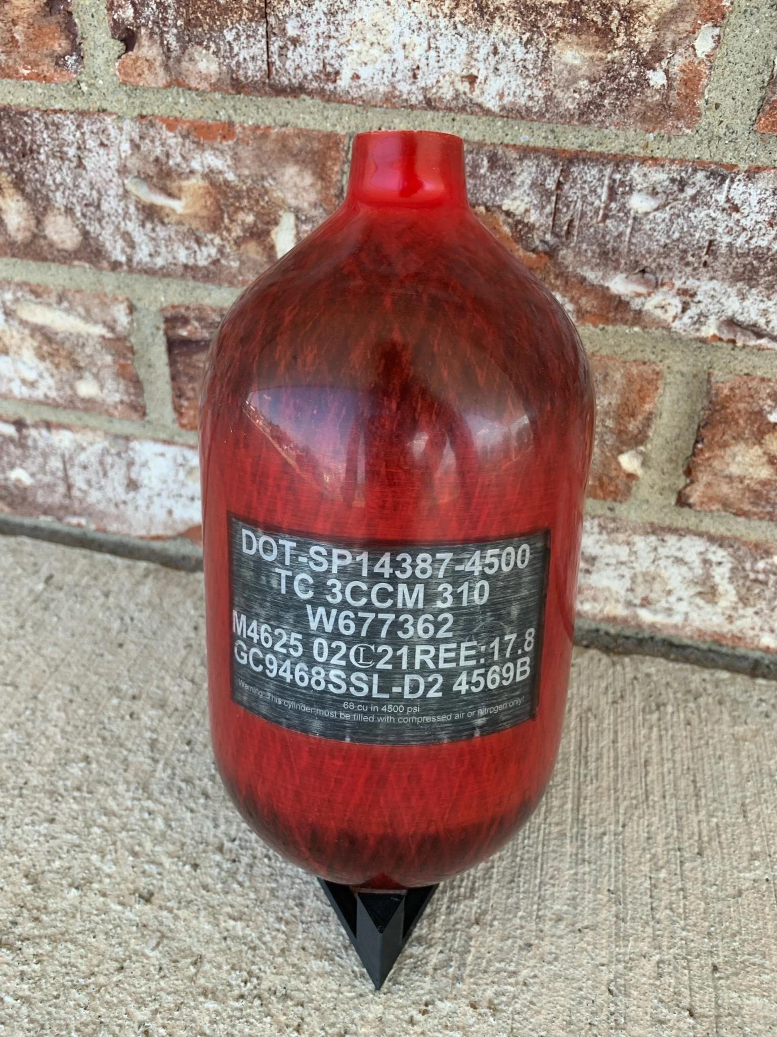 Used Ninja SL2 68/4500 Paintball Tank - Red - Bottle Only w/ HK Army Tank Case - Image 2