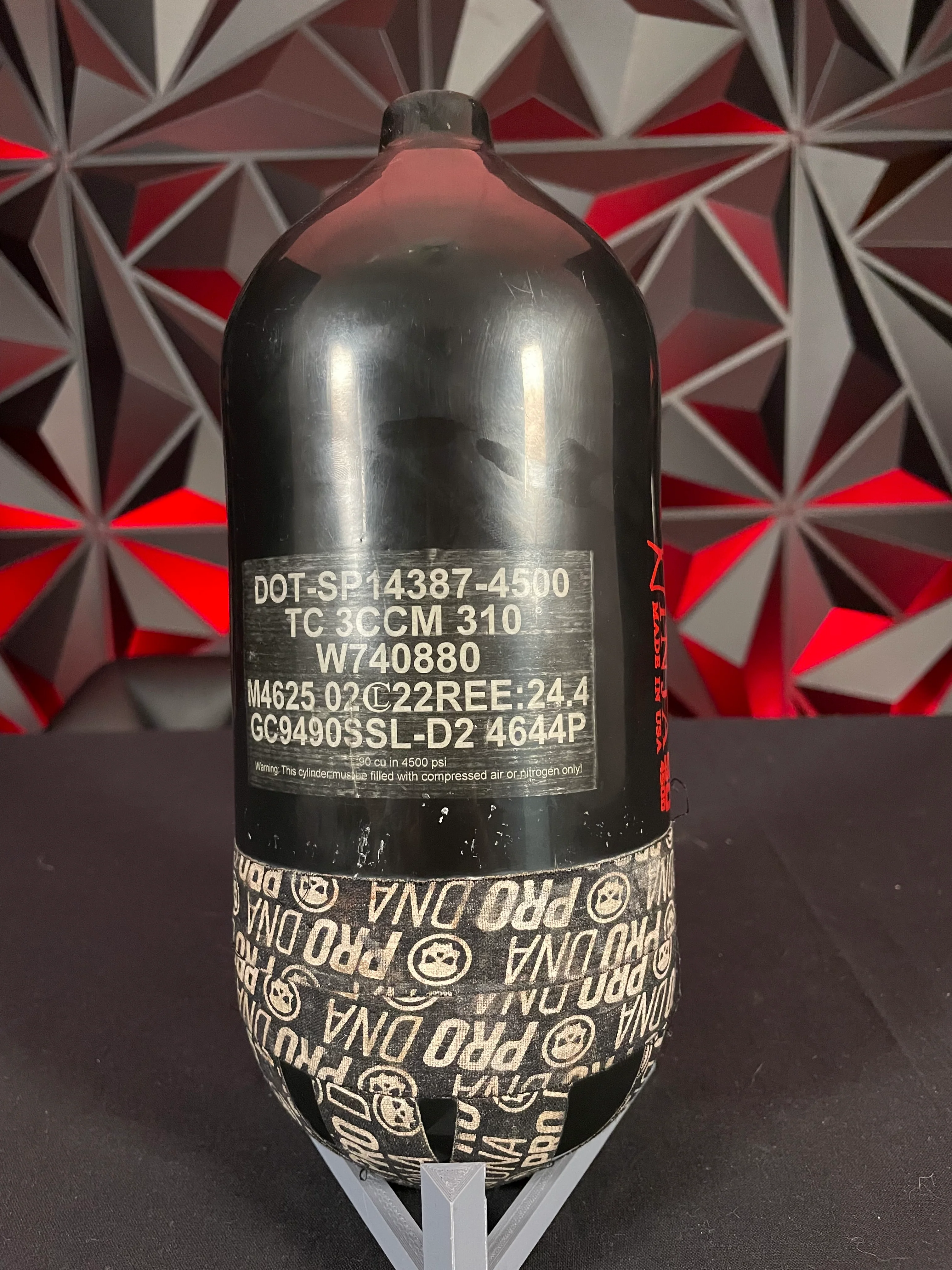Used Ninja SL2 90/4500 Paintball Tank - Black/Red *BOTTLE ONLY* - Image 2