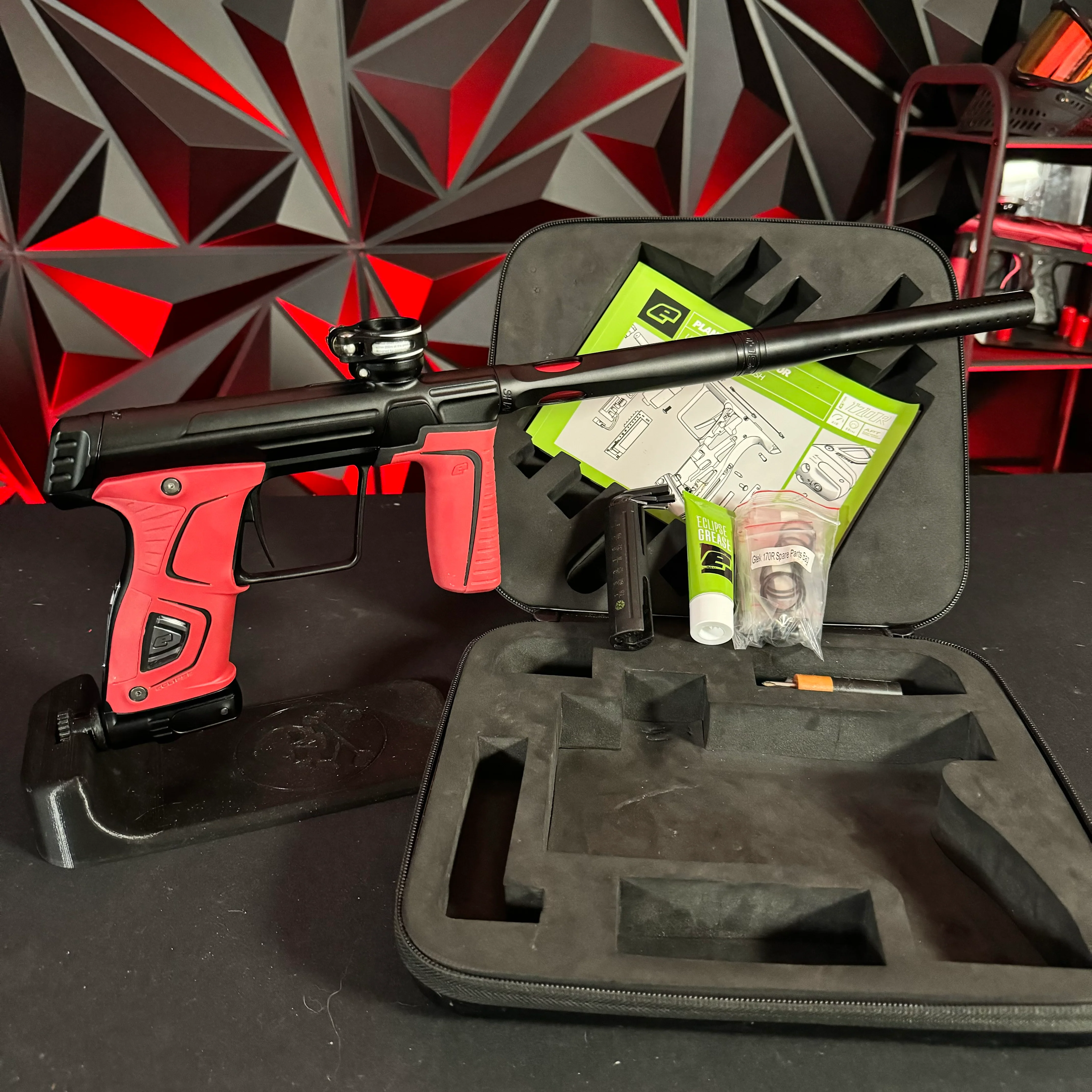 Used Planet Eclipse 170R Paintball Gun - Black w/ Shaft FR Barrel & Red Grip Kit - Image 7