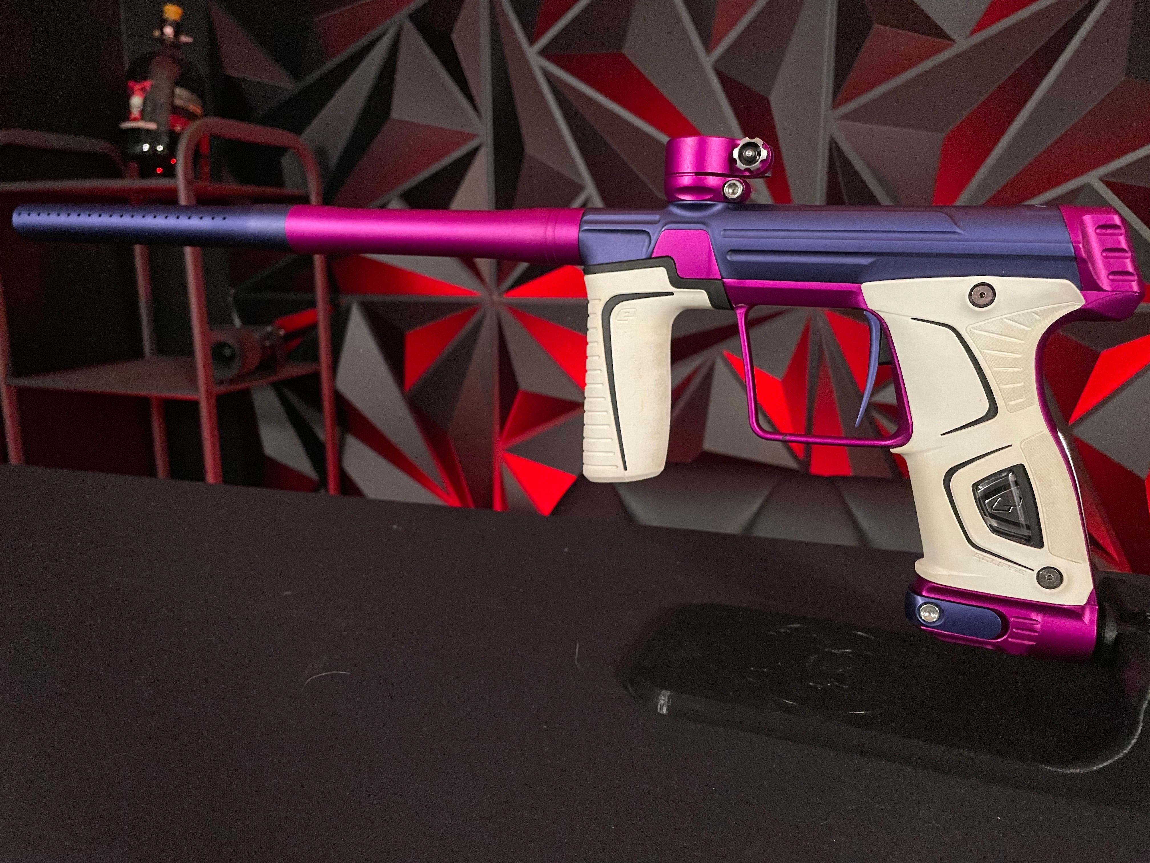 Used Planet Eclipse 170r Paintball Gun - Blue/Purple w/ Infamous Deuce Trigger & White Grip Kit - Image 6