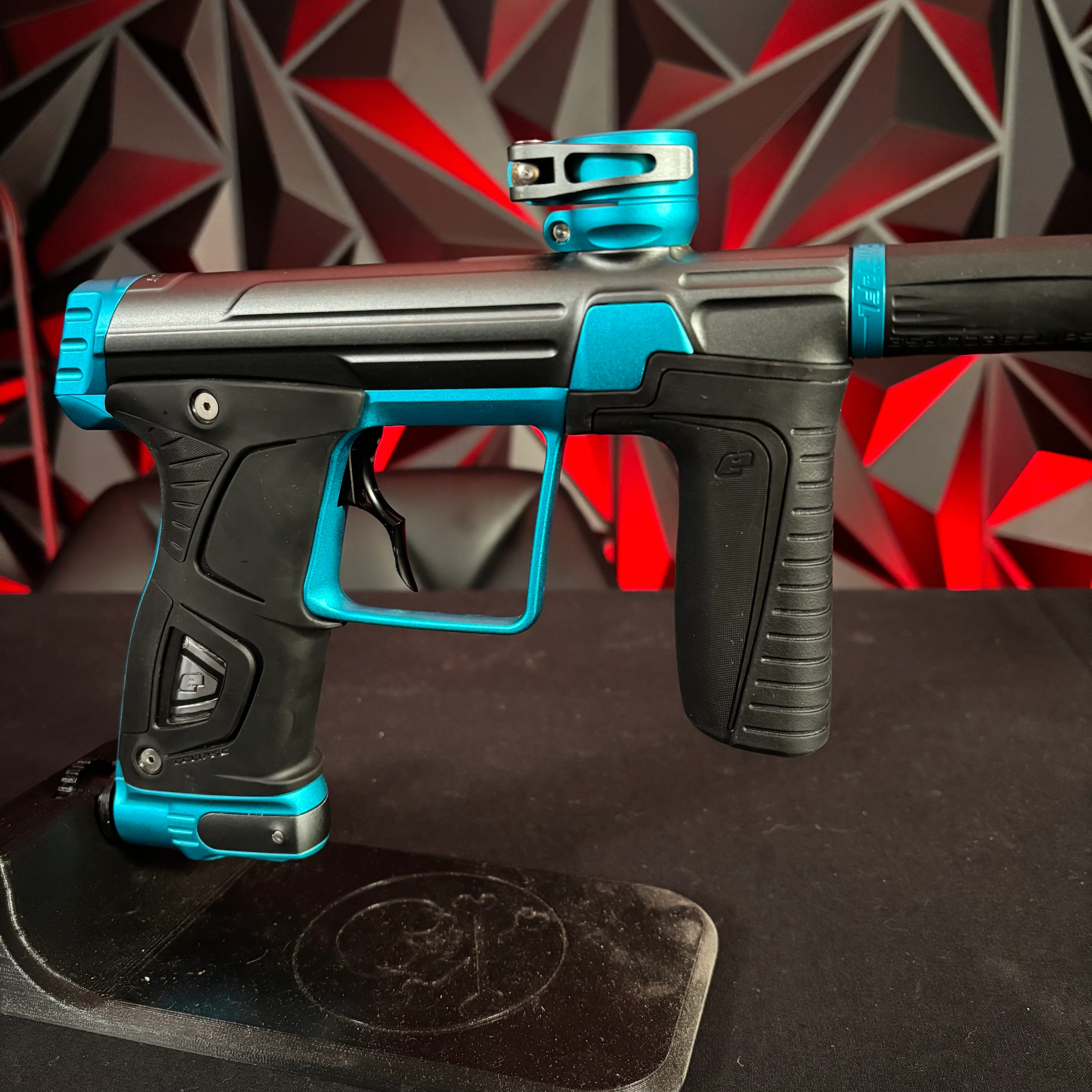 Used Planet Eclipse 170R Paintball Gun - Dust Pewter/ Teal w/Infamous Deuce Trigger - Image 3