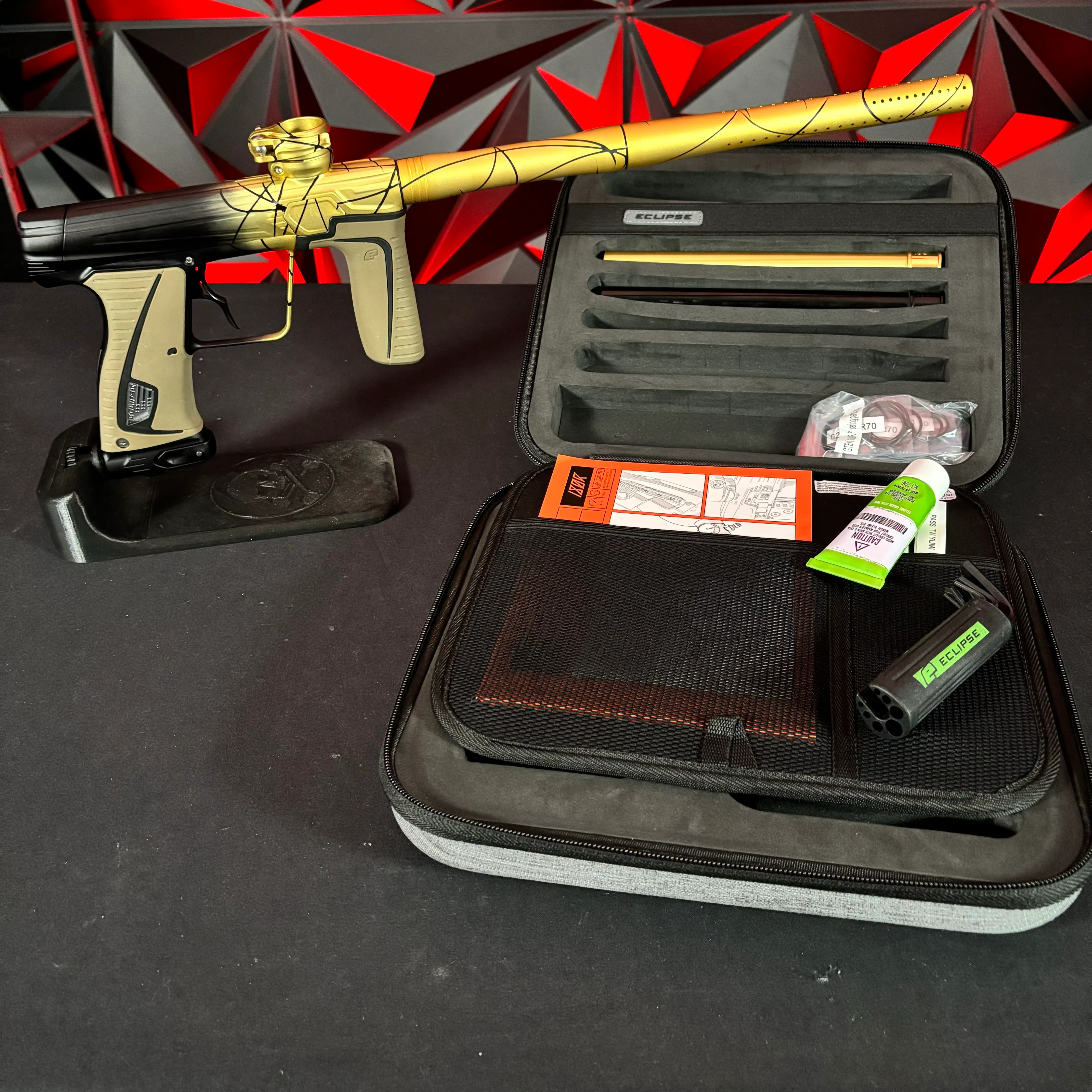Used Planet Eclipse 180r Paintball Gun - Ultimate Package - (1 of 1) Black/Gold Faded Splash