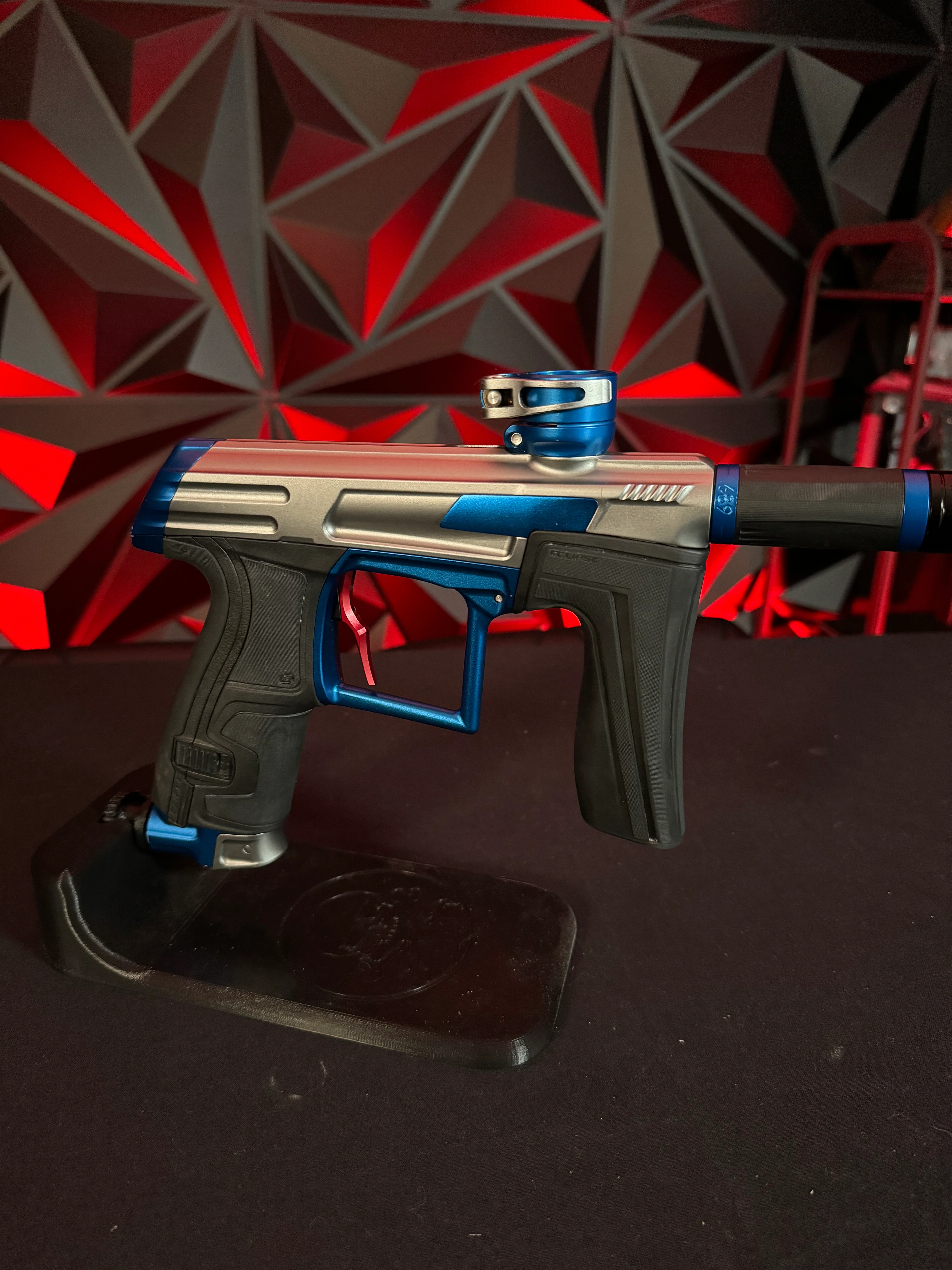 Used Planet Eclipse CS1.5 Paintball Gun - Grey/Blue w/ Infamous Deuce Trigger and IV Core - Image 3