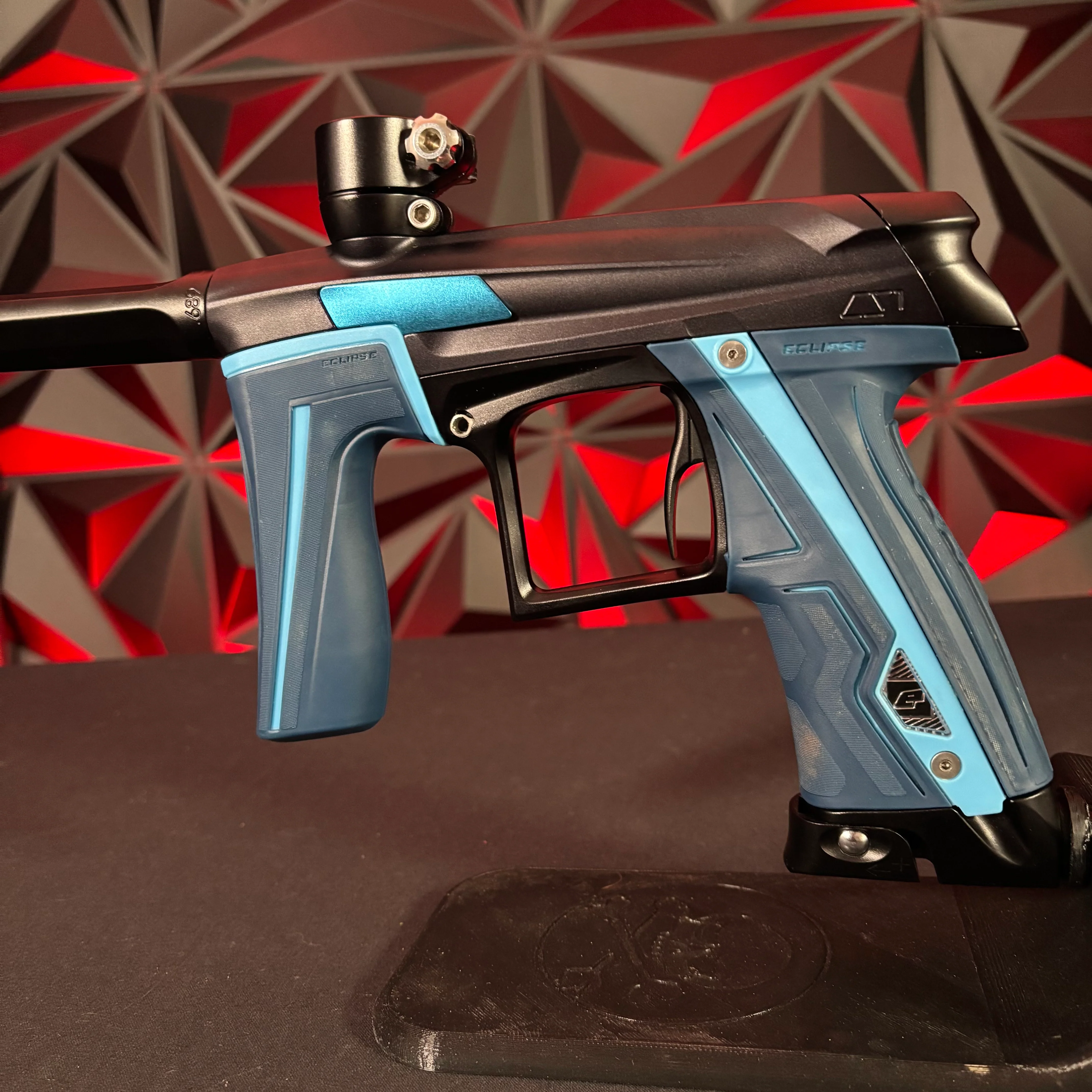 Used Planet Eclipse CS1 Paintball Gun - Black w/Blue Eye Covers & Blue Grip Kit - Image 3