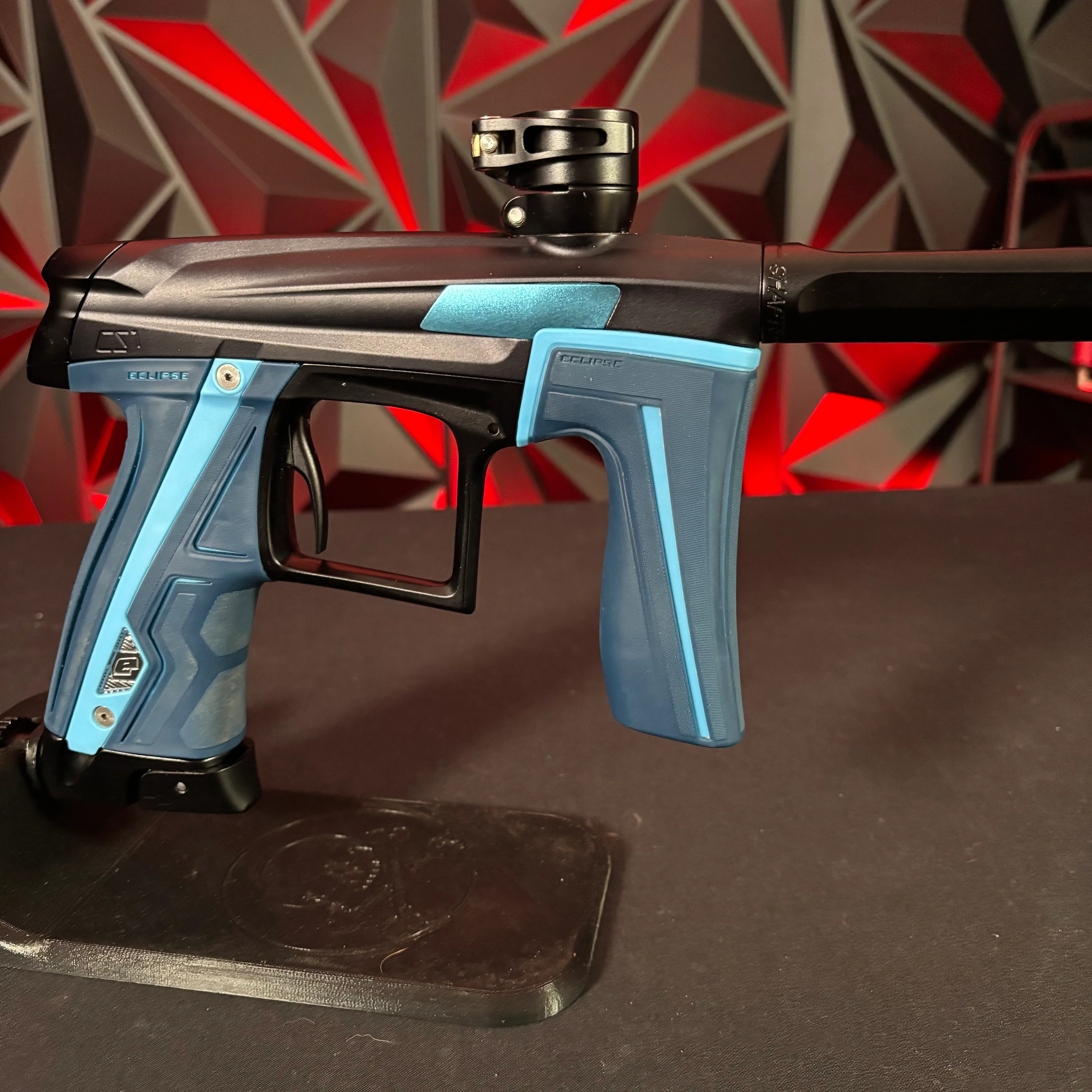 Used Planet Eclipse CS1 Paintball Gun - Black w/Blue Eye Covers & Blue Grip Kit - Image 4