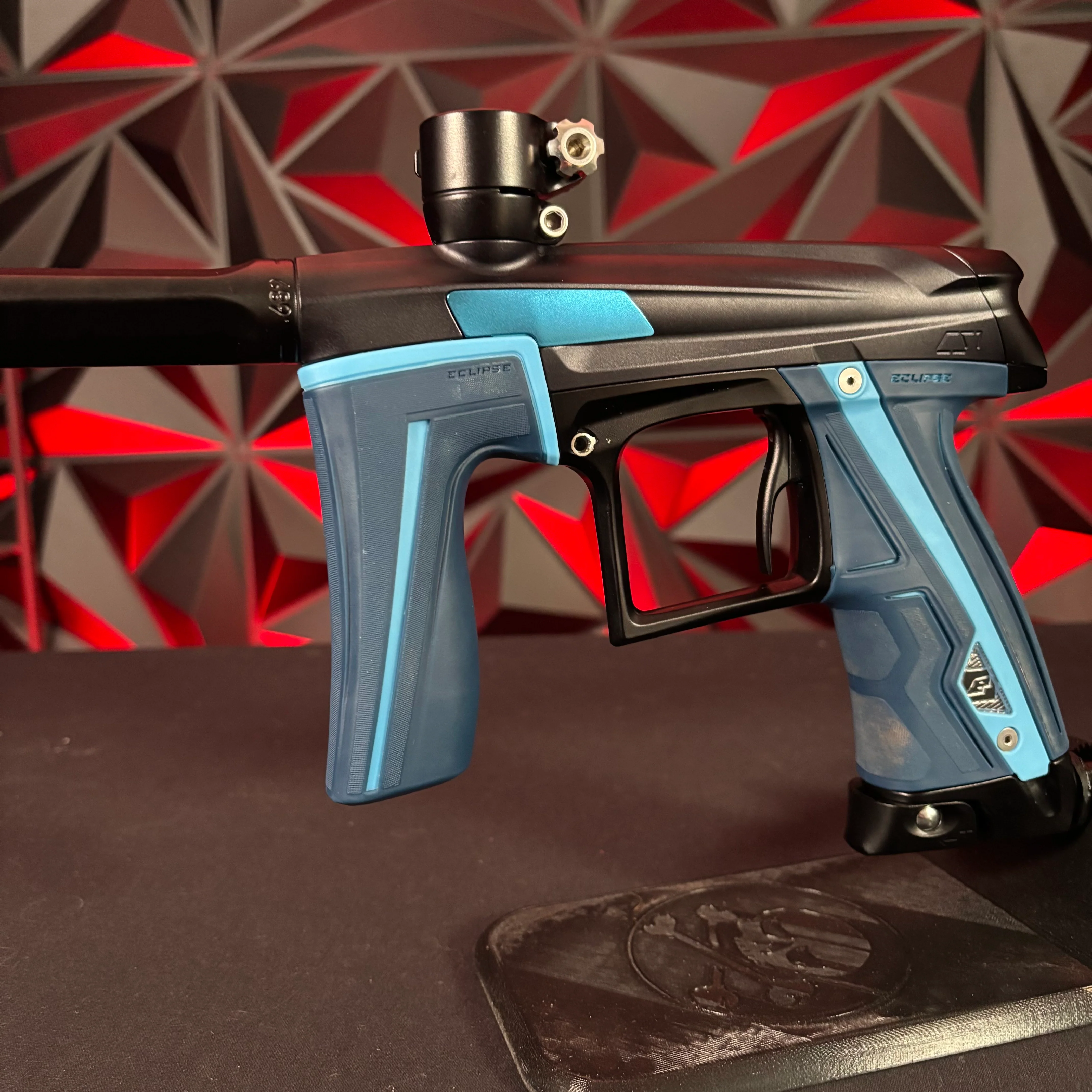 Used Planet Eclipse CS1 Paintball Gun - Black w/Blue Eye Covers & Blue Grip Kit - Image 5