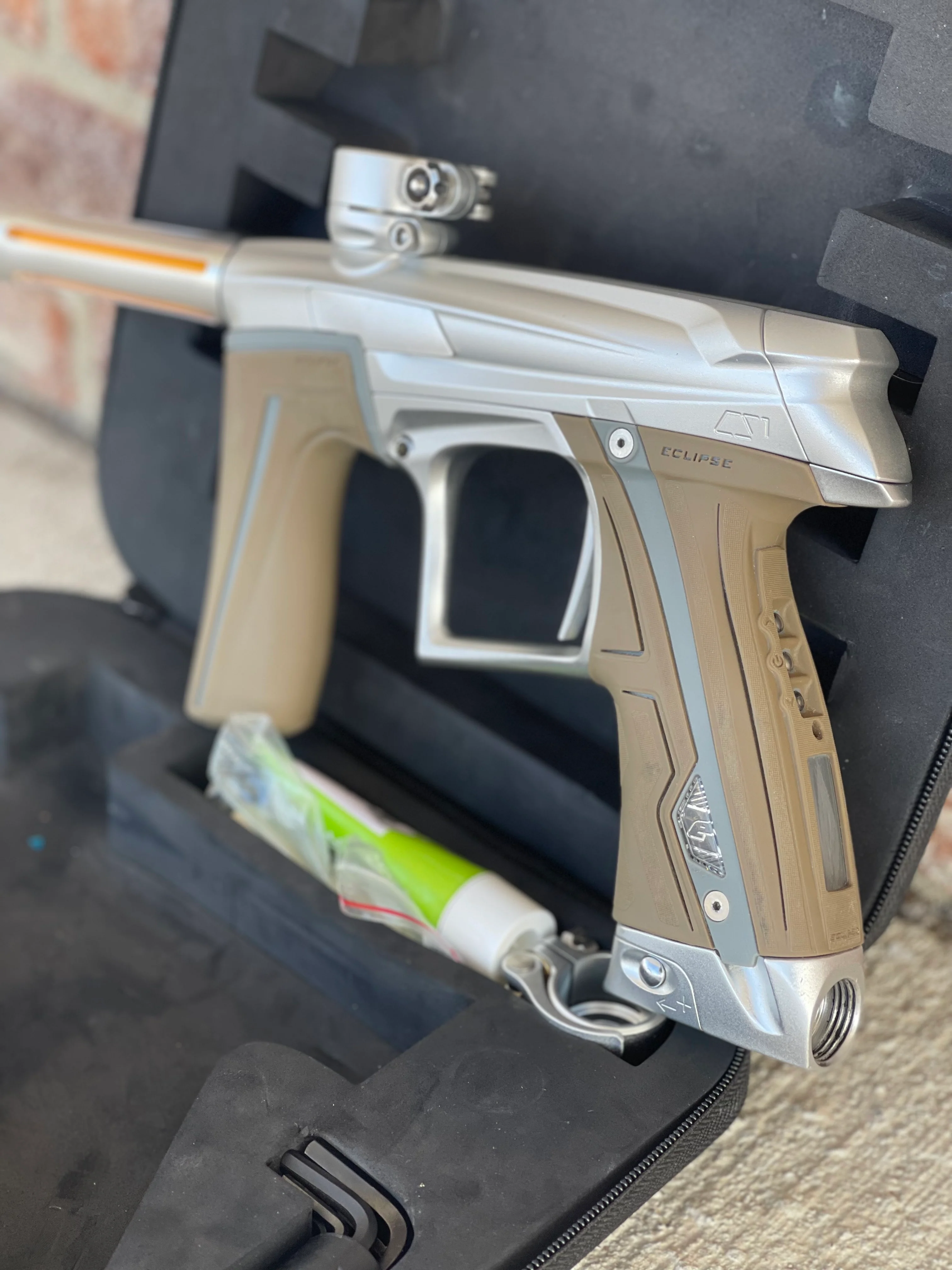 Used Planet Eclipse CS1 Paintball Gun - Silver w/ Gloss Silver Infamous OG-1 Barrel - Image 3