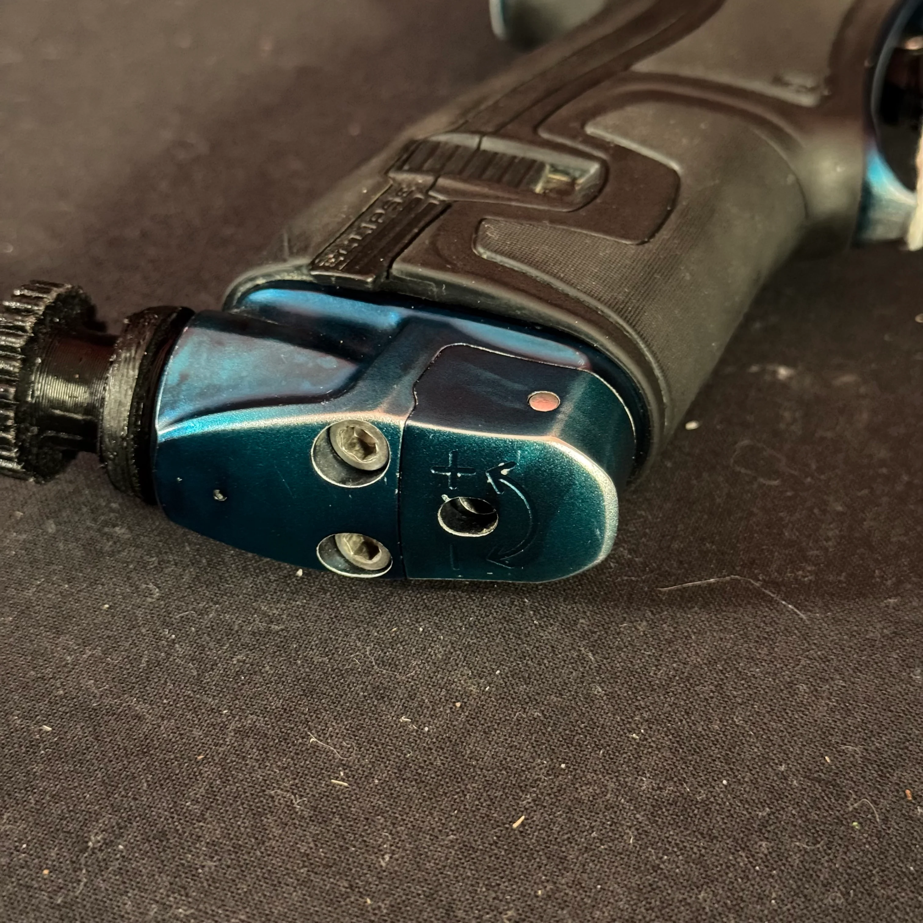Used Planet Eclipse CS2 Paintball Gun - Black/Blue Acid Wash w/ 2 FL Backs and Scythe Trigger - Image 10
