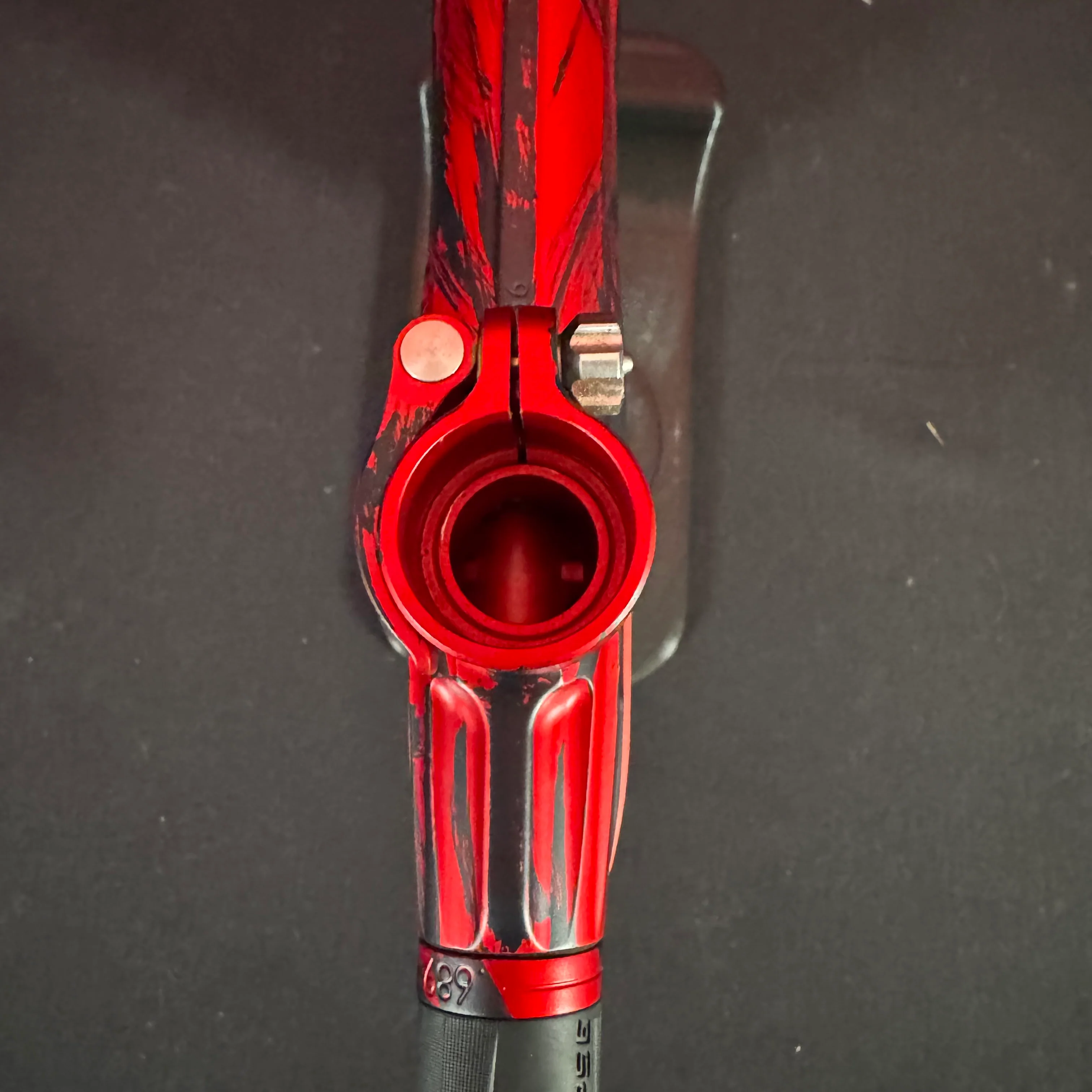 Used Planet Eclipse CS2 Paintball Gun - Custom Red/Pewter Scratch Anno w/ Infamous Deuce Trigger & 3 FL Backs - Image 9