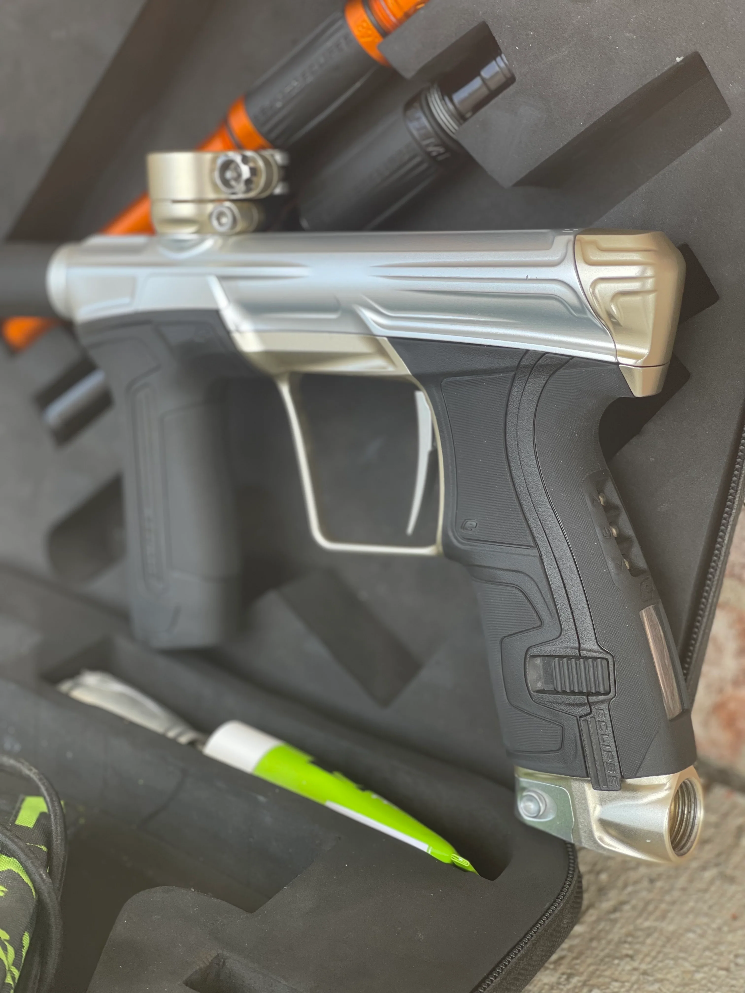 Used Planet Eclipse CS2 Paintball Gun - Inca 2 w/ Silver Eye Covers & Gen 1 Silencio Tip - Image 3