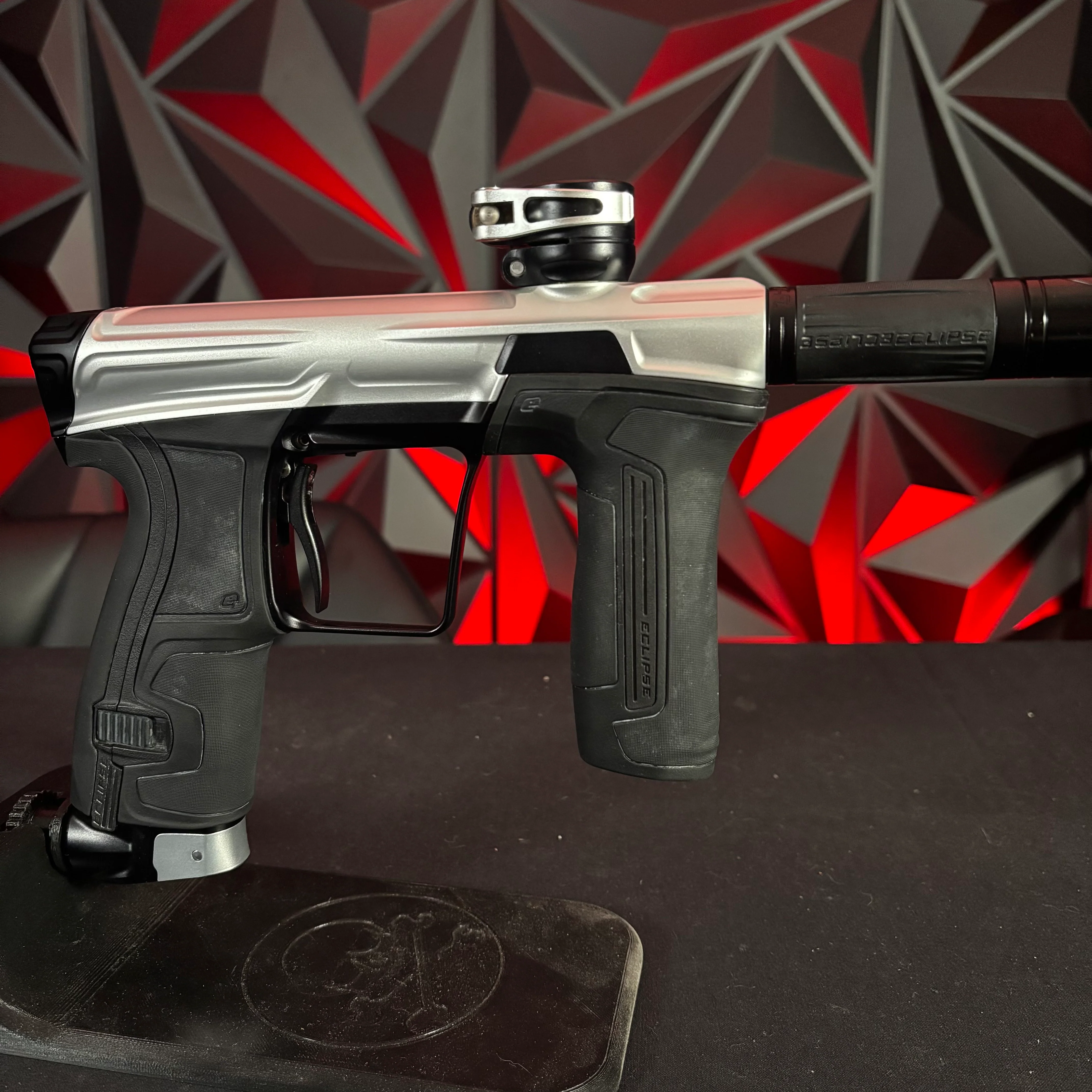 Used Planet Eclipse CS2 Paintball Gun - Silver/Black w/ 2 FL Backs and Sythe Trigger - Image 3