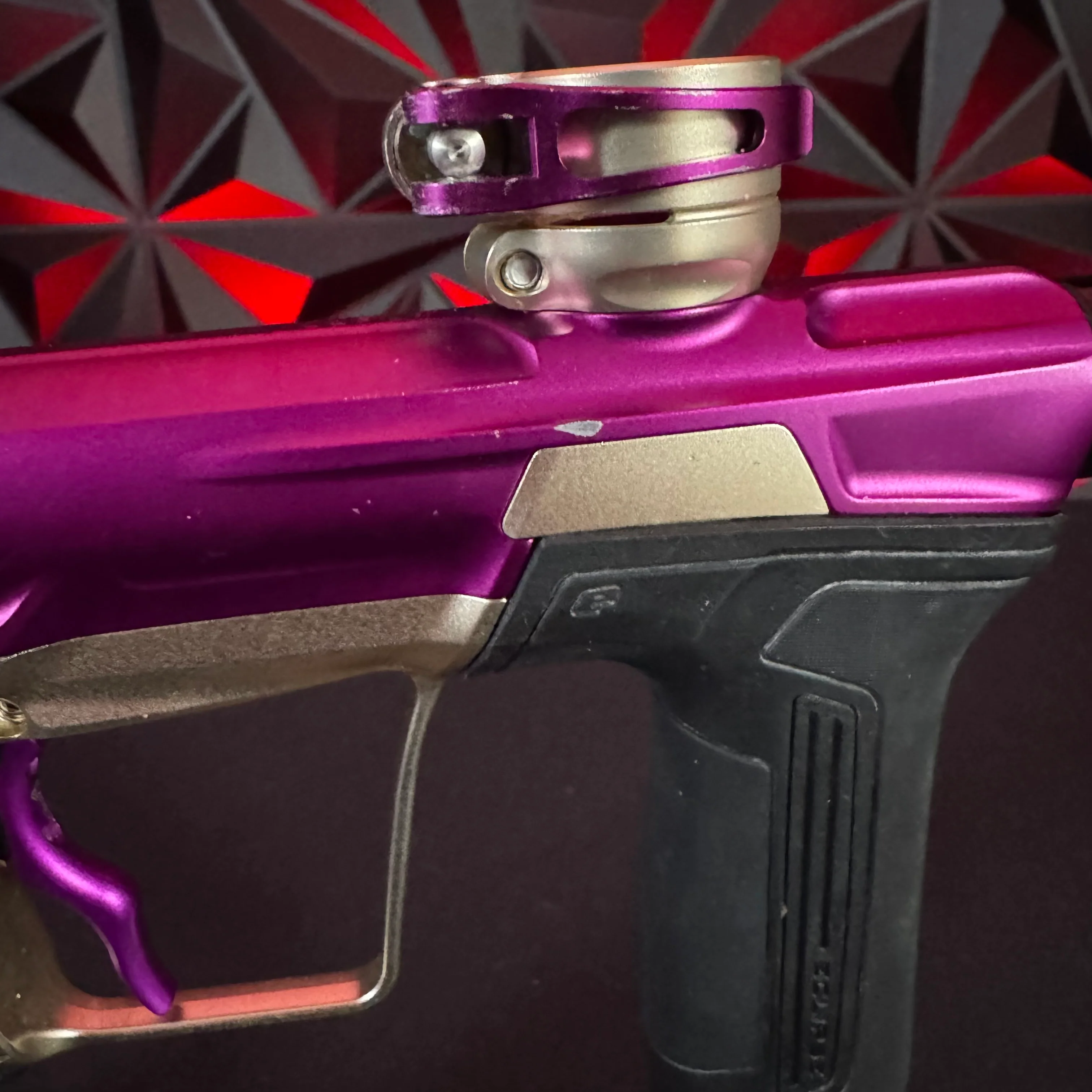 Used Planet Eclipse CS2 Paintball Gun - Purple/Sandstone w/ Custom Anno Freak XL Barrel & Deuce Trigger - Image 13