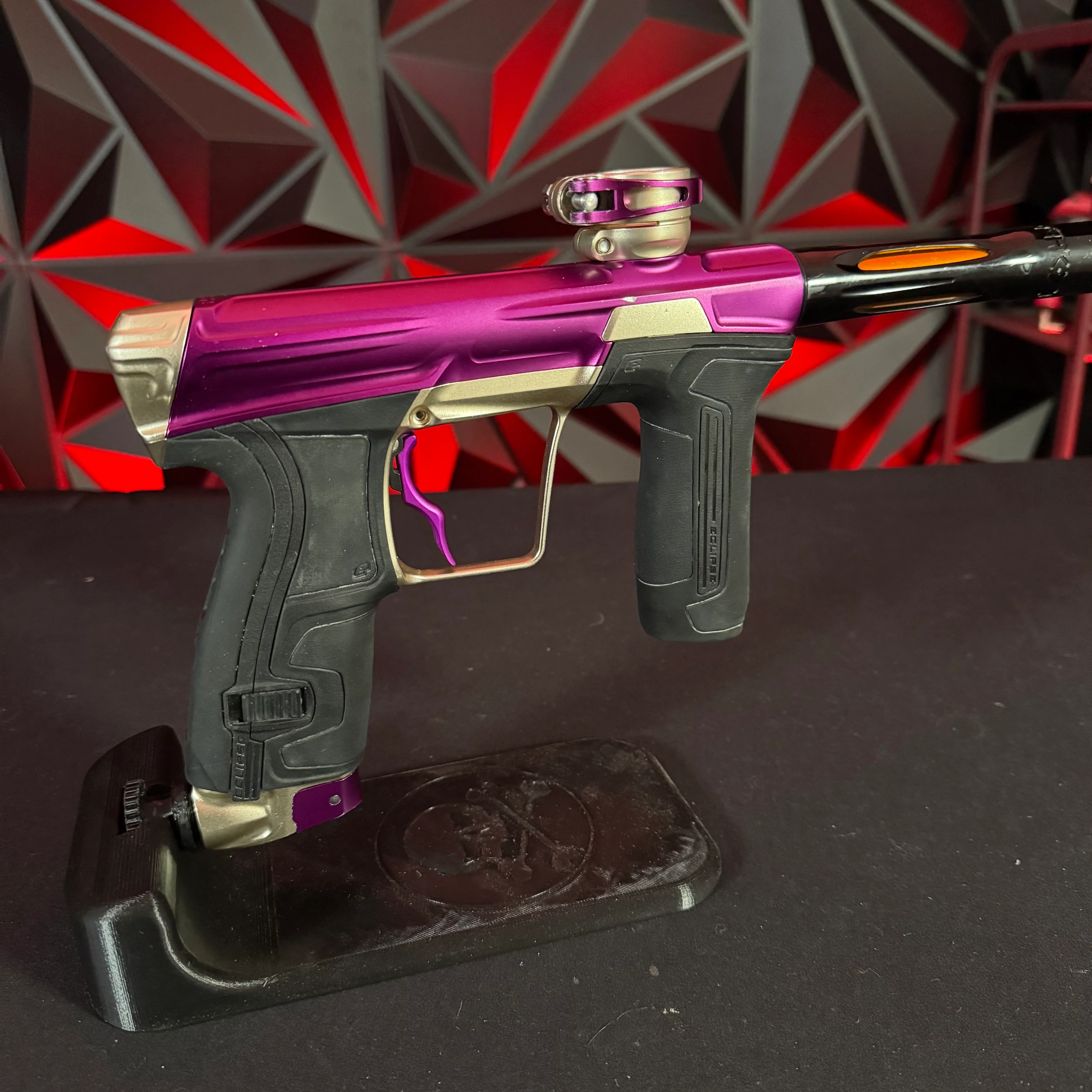Used Planet Eclipse CS2 Paintball Gun - Purple/Sandstone w/ Custom Anno Freak XL Barrel & Deuce Trigger - Image 2