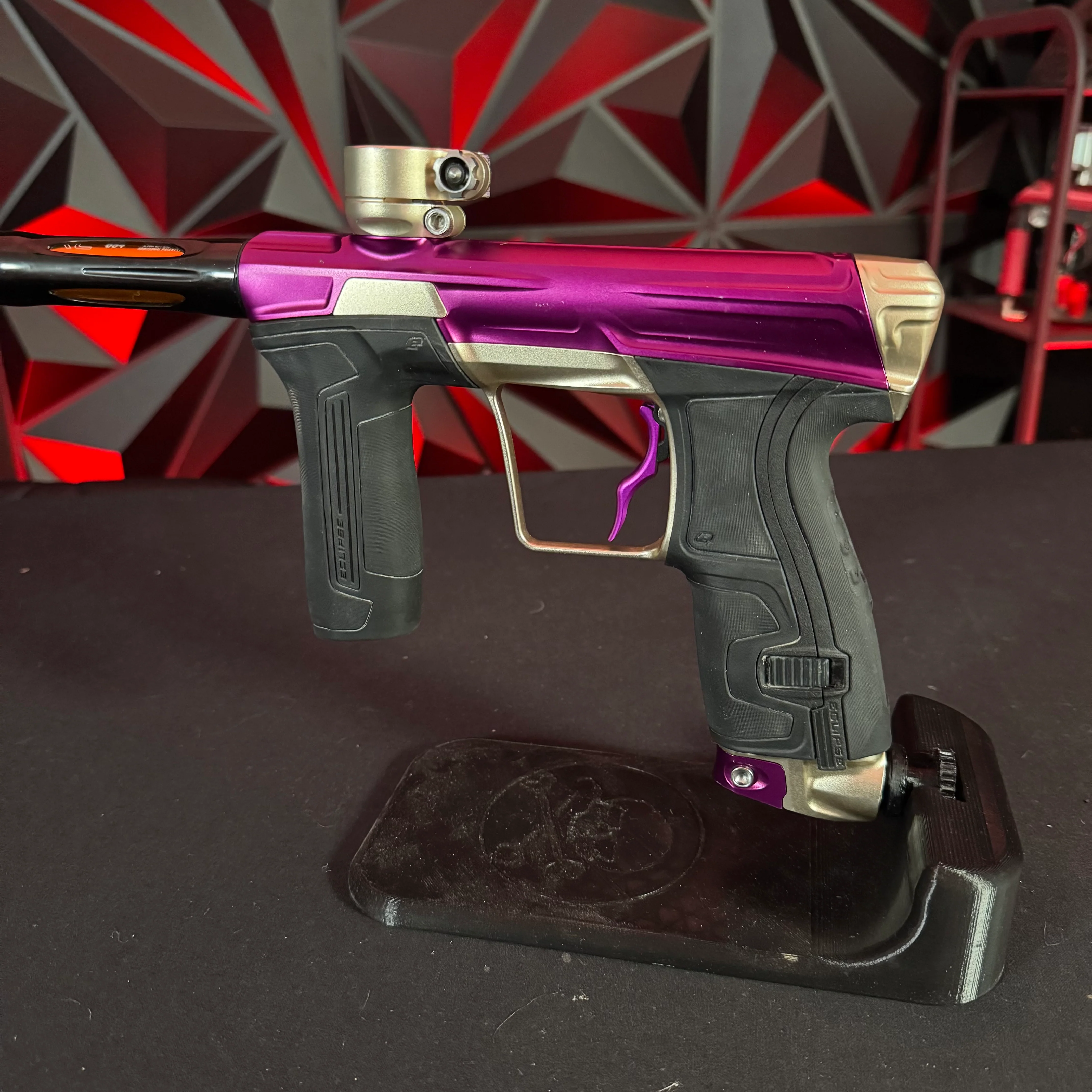 Used Planet Eclipse CS2 Paintball Gun - Purple/Sandstone w/ Custom Anno Freak XL Barrel & Deuce Trigger - Image 3