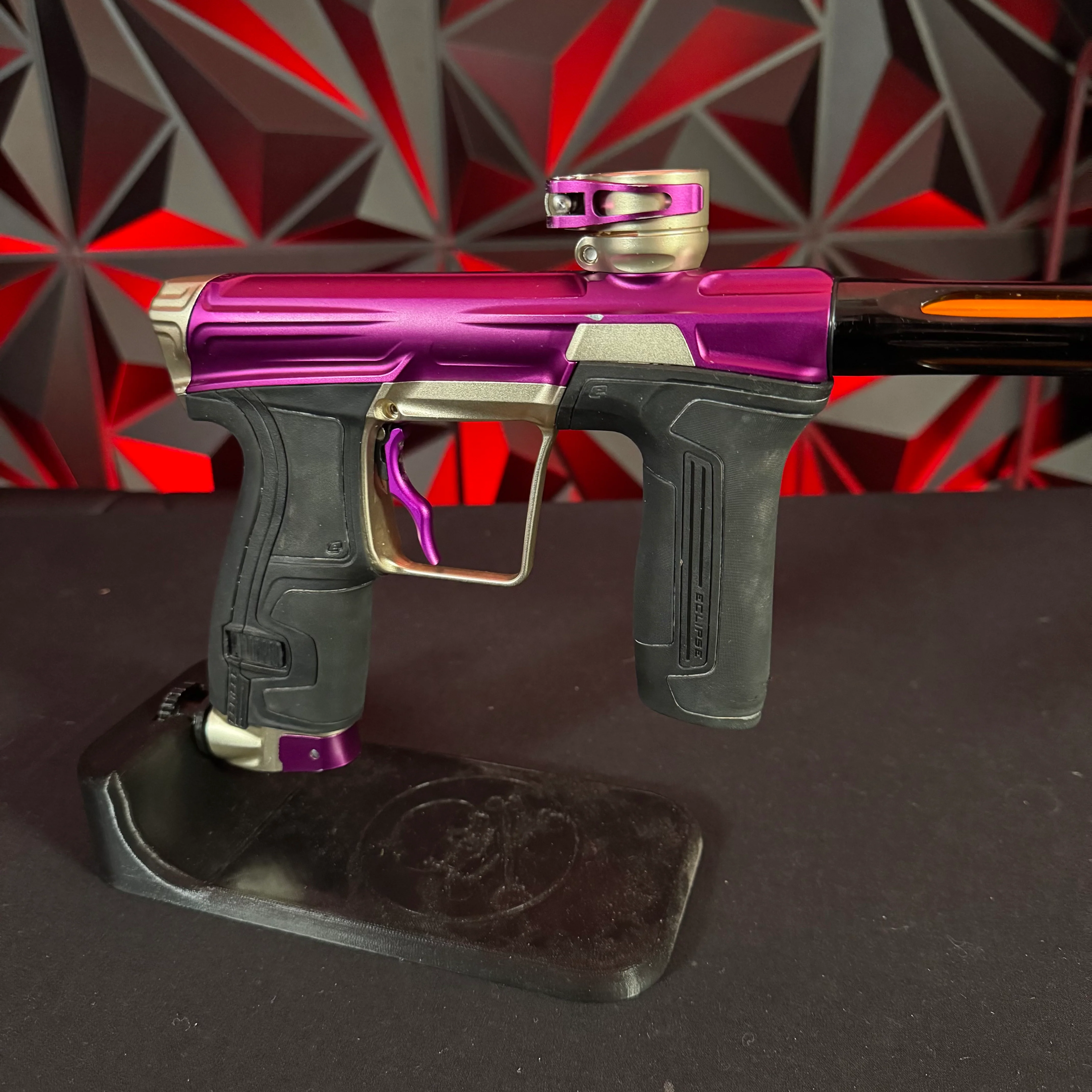 Used Planet Eclipse CS2 Paintball Gun - Purple/Sandstone w/ Custom Anno Freak XL Barrel & Deuce Trigger - Image 4