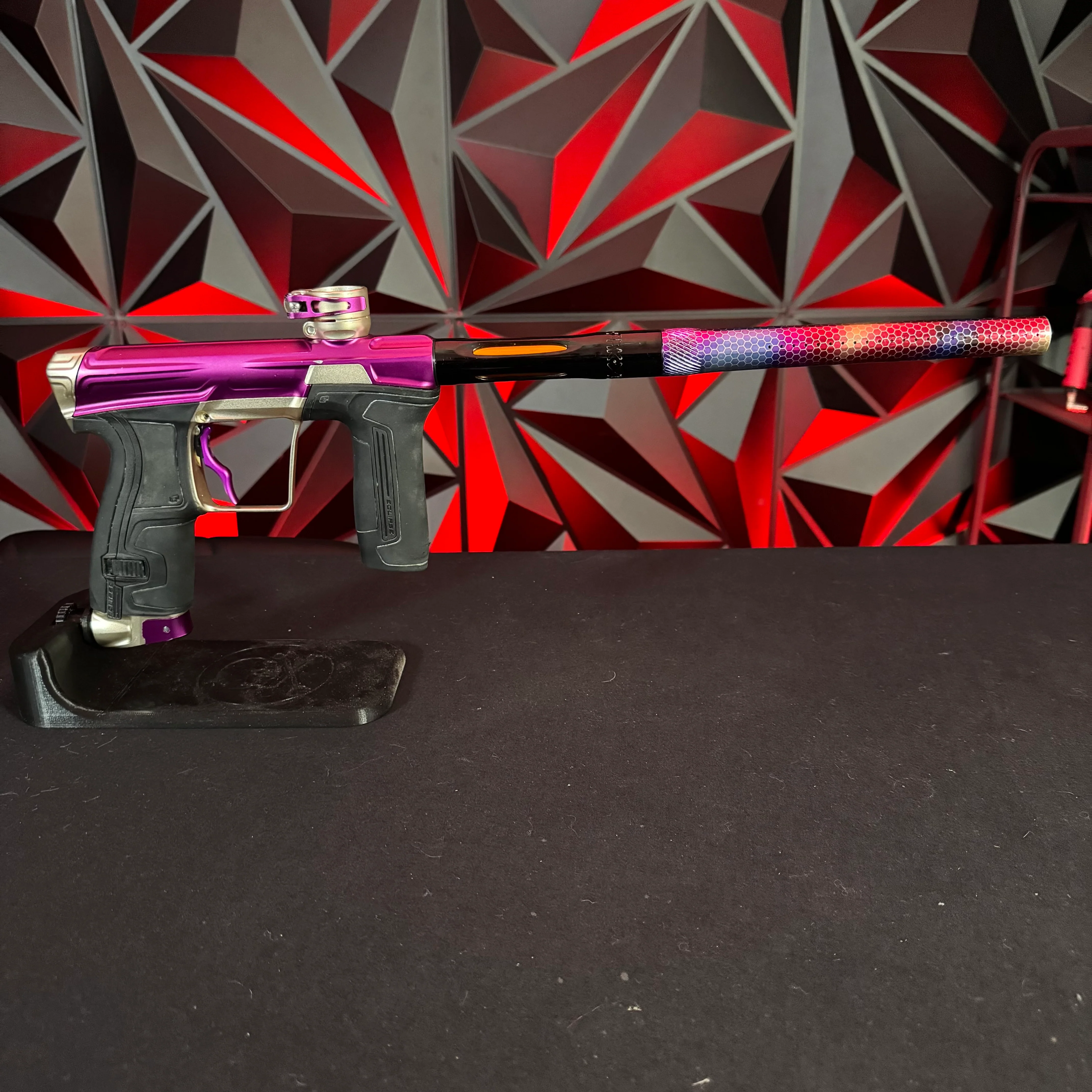 Used Planet Eclipse CS2 Paintball Gun - Purple/Sandstone w/ Custom Anno Freak XL Barrel & Deuce Trigger - Image 6