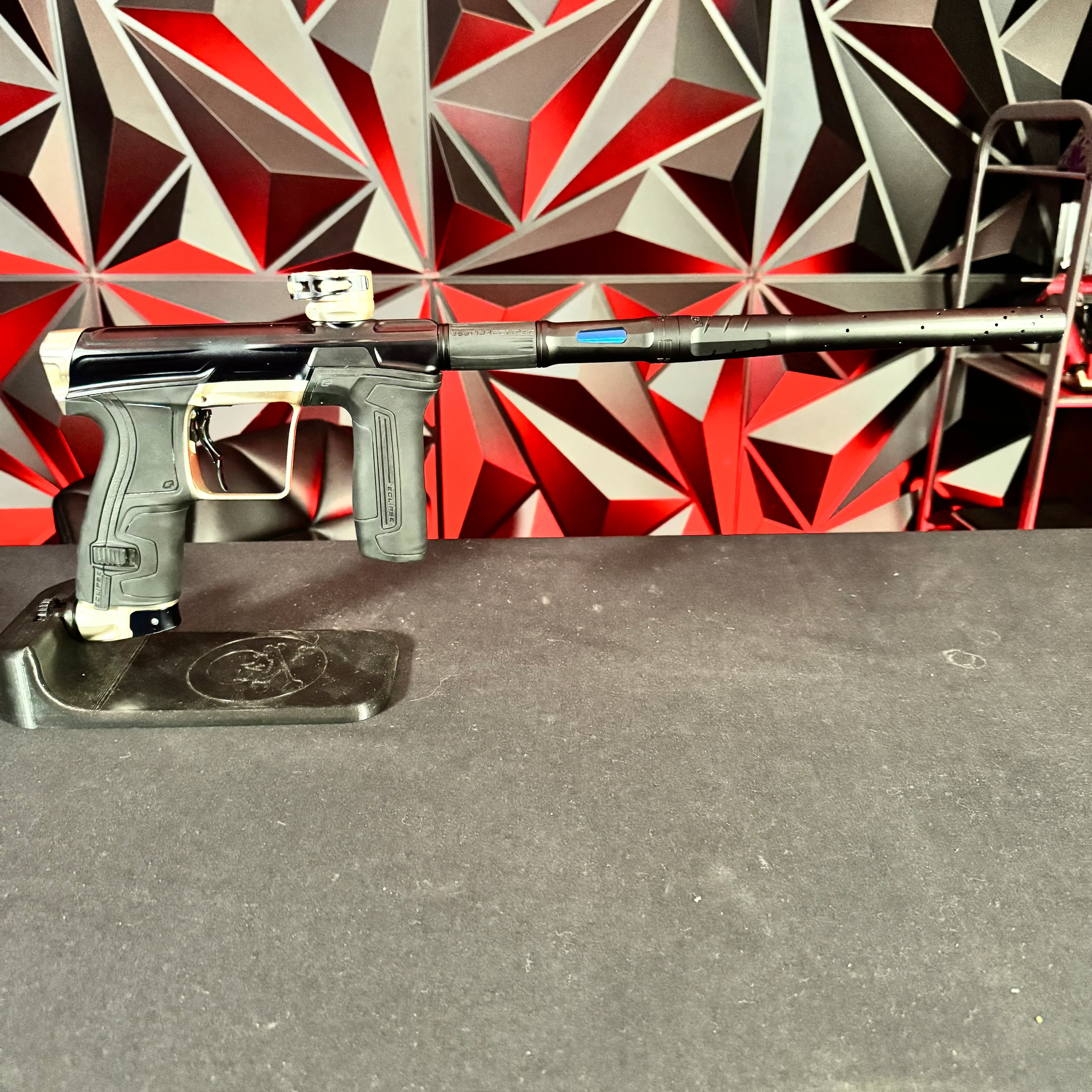 Used Planet Eclipse CS2 Paintball Marker- Black/Sandstone w/Dust Eye Covers & s63 Barrel System - Image 6