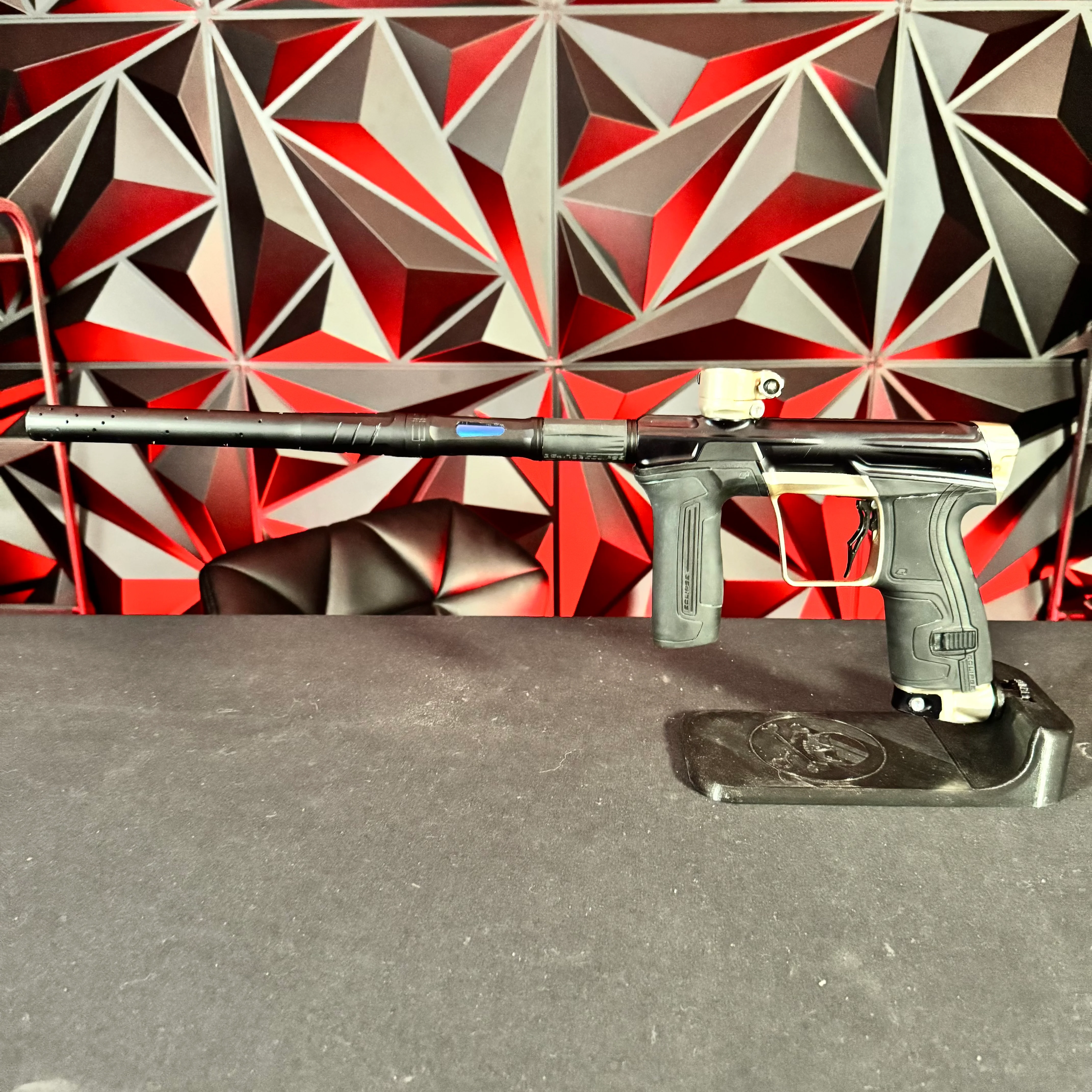 Used Planet Eclipse CS2 Paintball Marker- Black/Sandstone w/Dust Eye Covers & s63 Barrel System - Image 7
