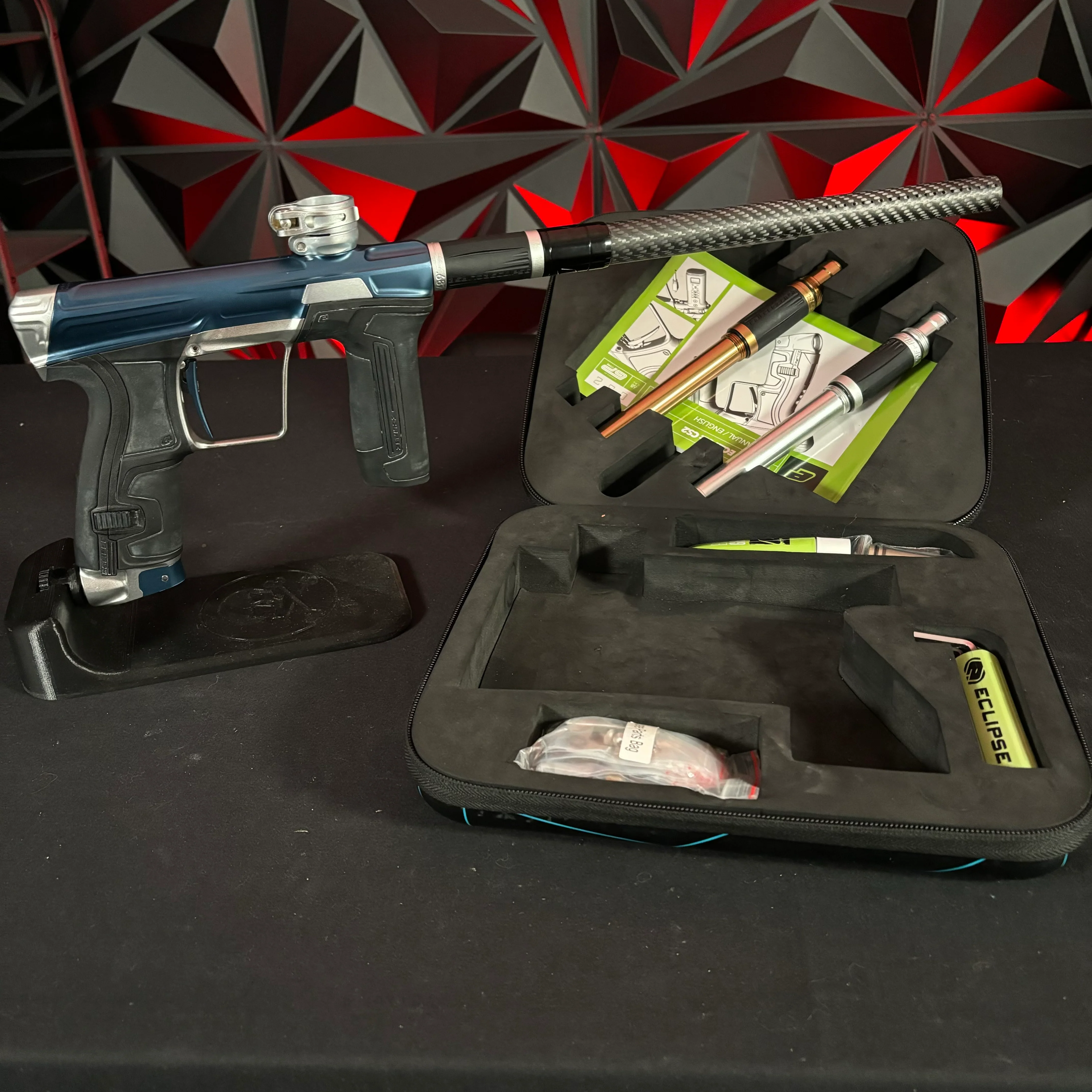 Used Planet Eclipse CS2 Paintball Gun - Blue Lightning w/ 3 FL Backs