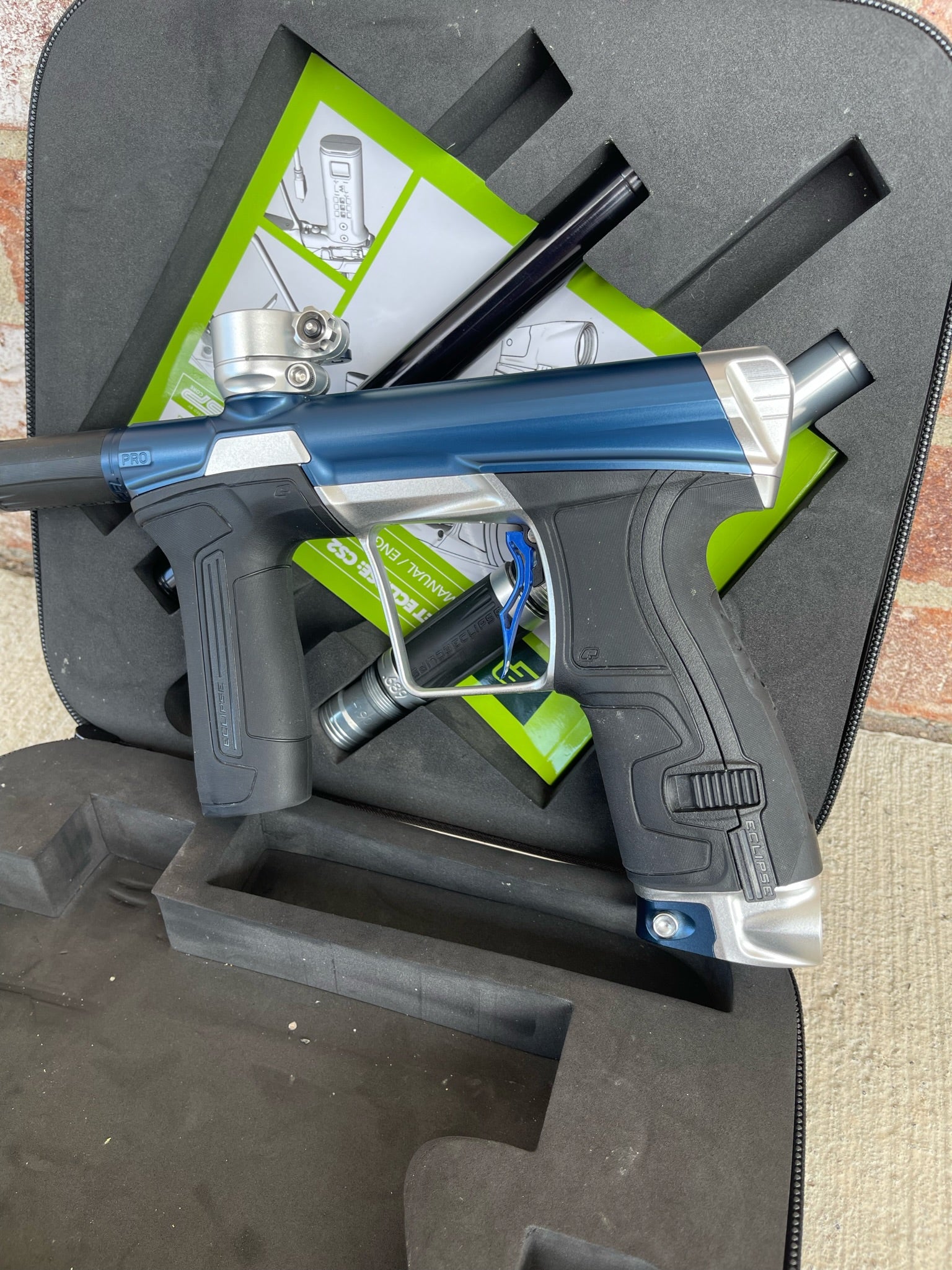 Used Planet Eclipse CS2 Pro Paintball Gun - Blue Lightning w/ Infamous Deuce Trigger - Image 2