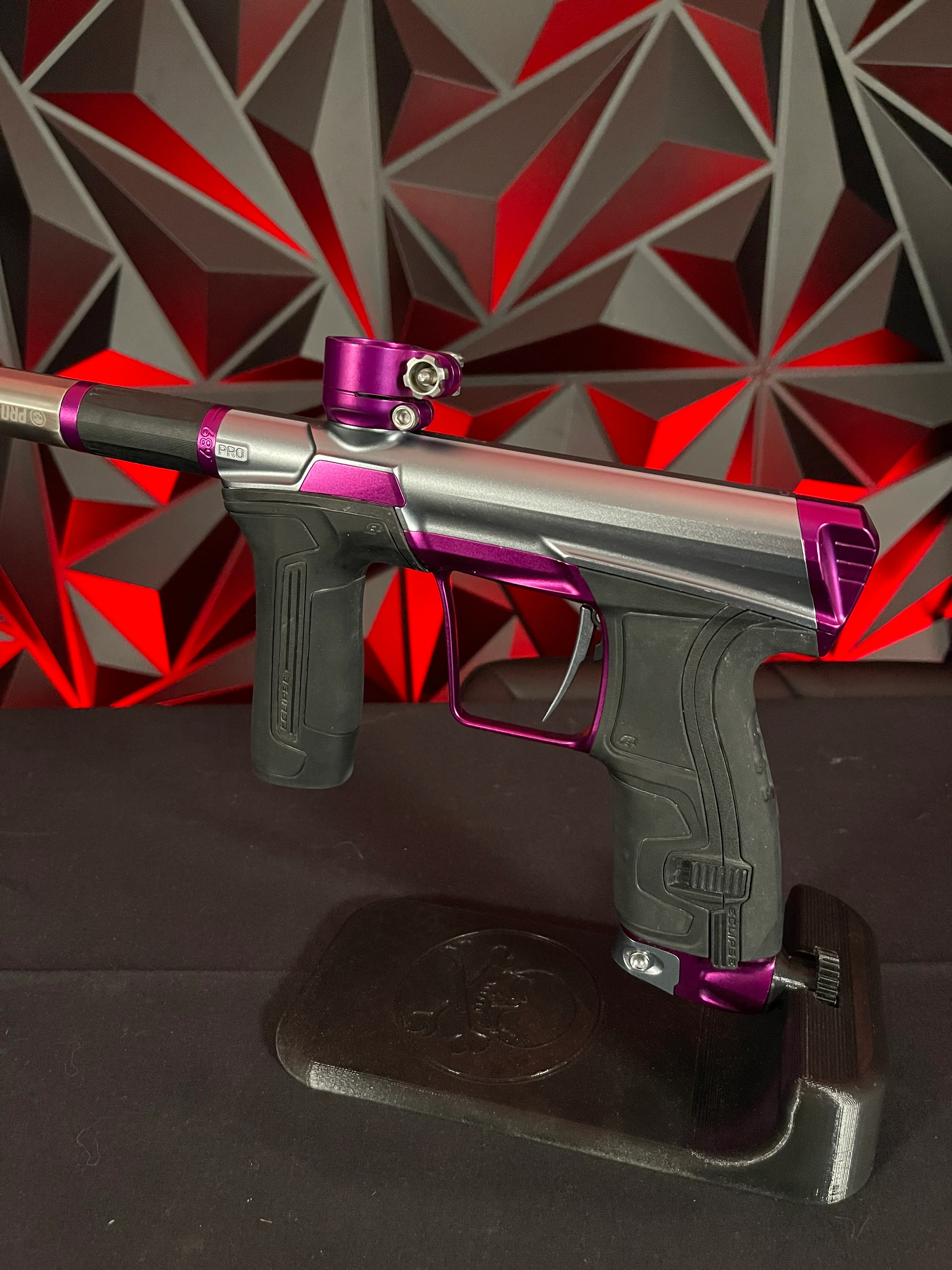 Used Planet Eclipse CS2 Pro Paintball Gun - Grey/Purple w/3 FL Backs & Infamous Deuce Trigger - Image 2