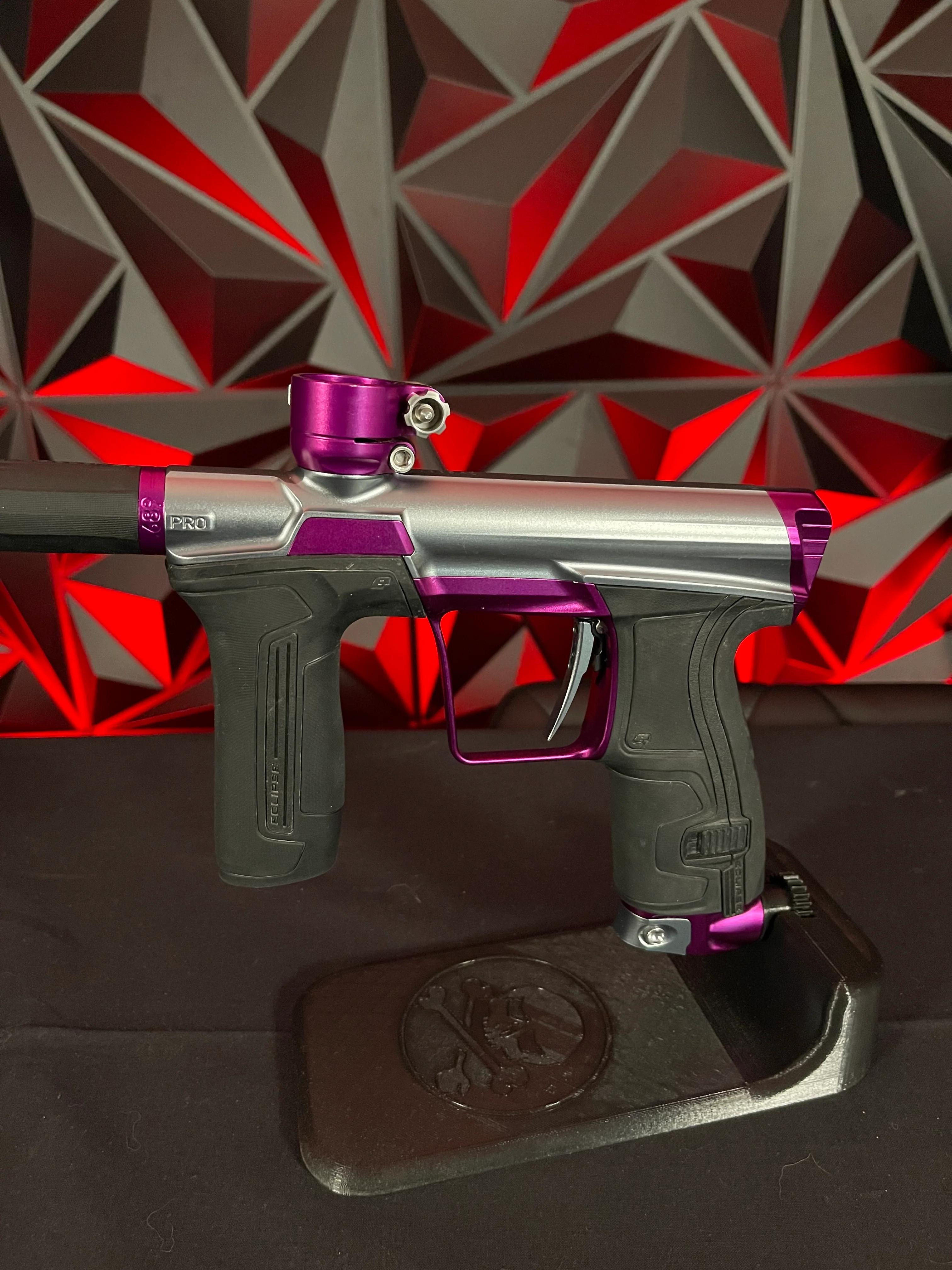 Used Planet Eclipse CS2 Pro Paintball Gun - Grey/Purple w/3 FL Backs & Infamous Deuce Trigger - Image 4