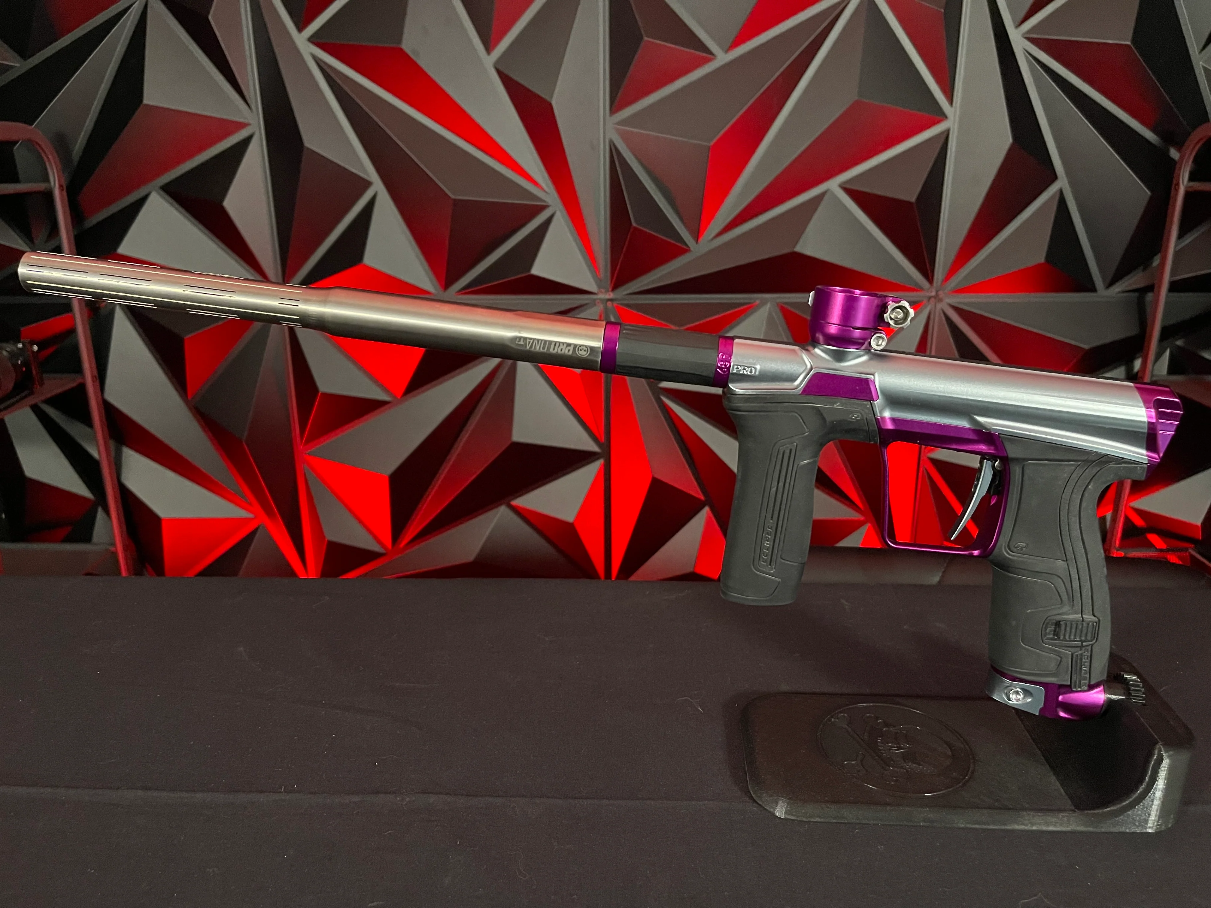Used Planet Eclipse CS2 Pro Paintball Gun - Grey/Purple w/3 FL Backs & Infamous Deuce Trigger - Image 6