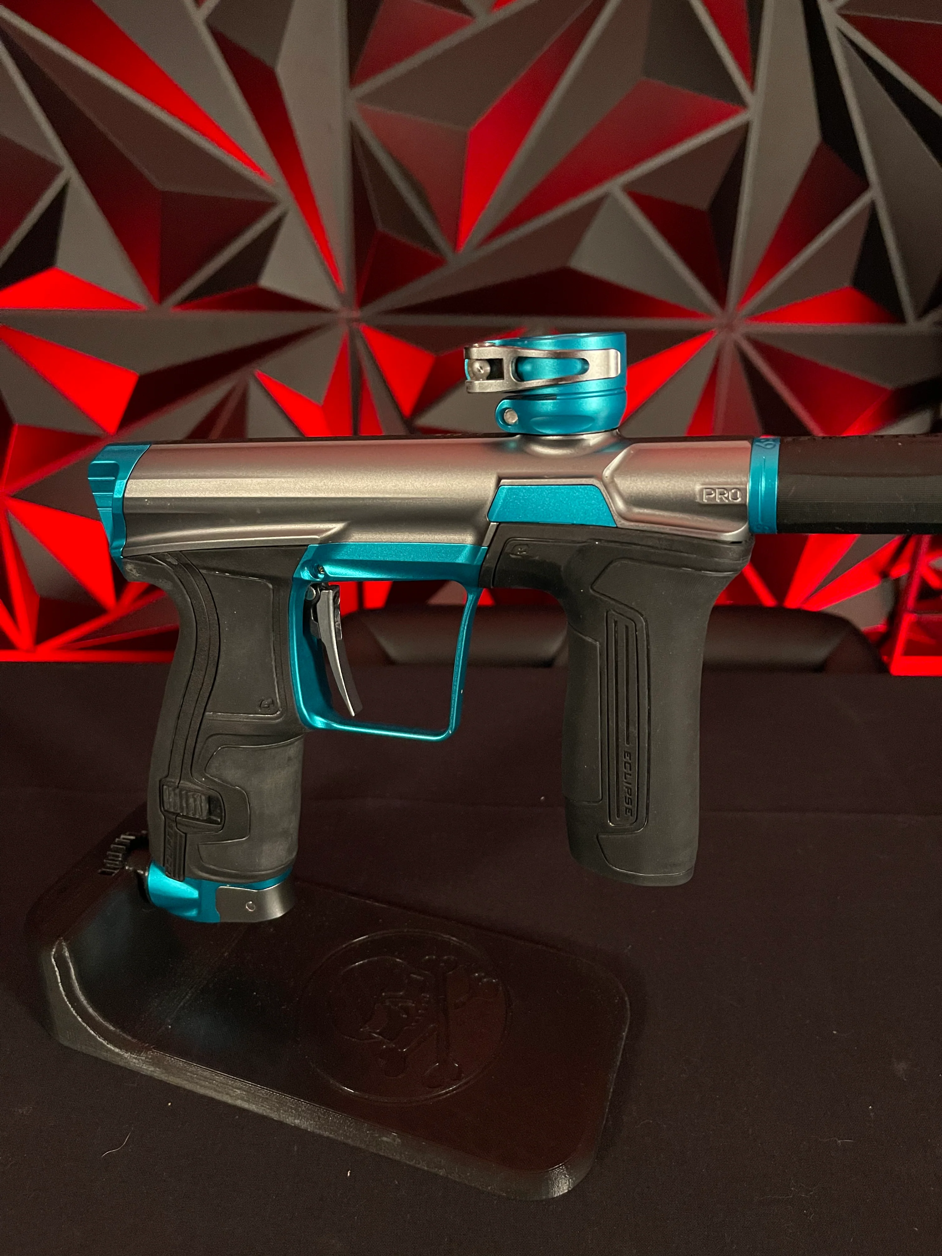 Used Planet Eclipse CS2 Pro Paintball Gun - Grey/Teal w/3 FL Back - Image 3