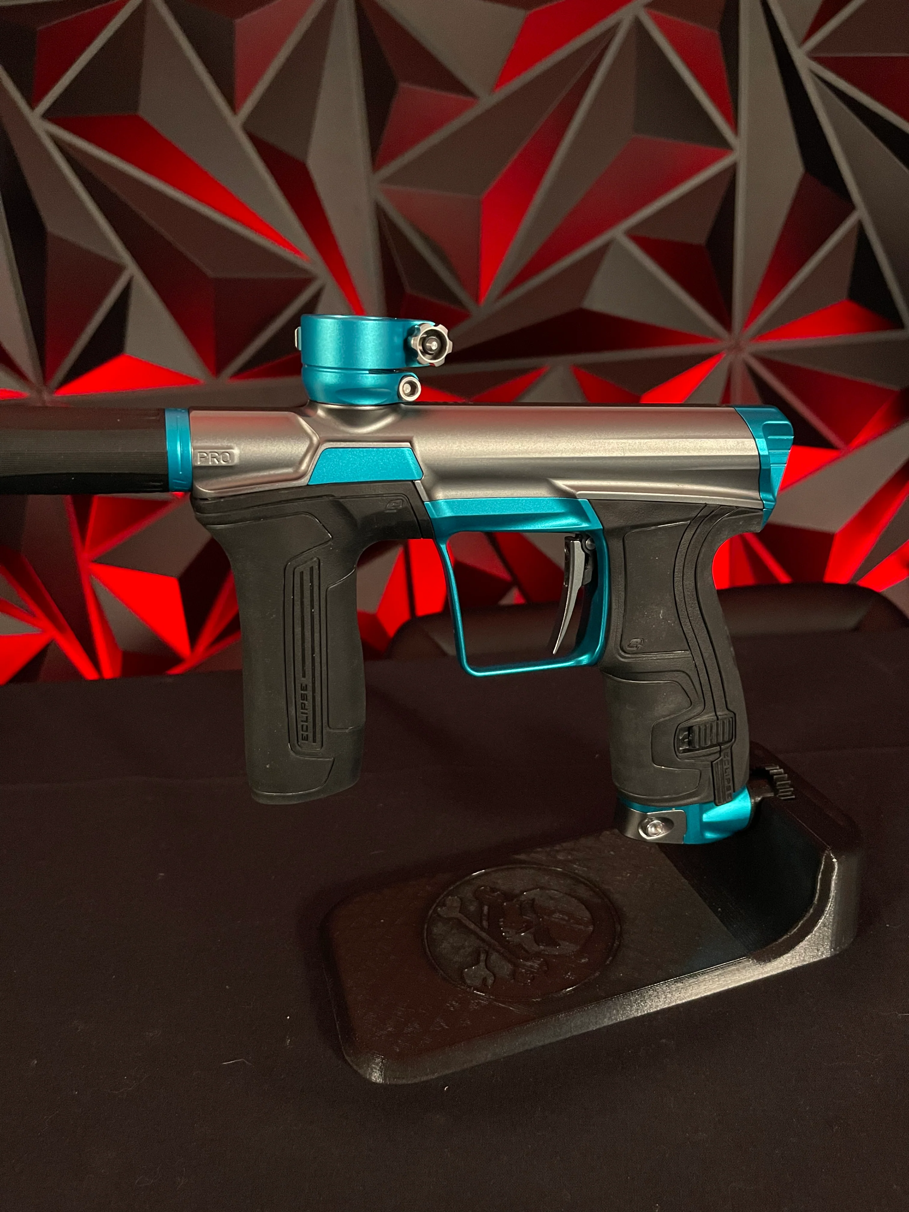 Used Planet Eclipse CS2 Pro Paintball Gun - Grey/Teal w/3 FL Back - Image 4