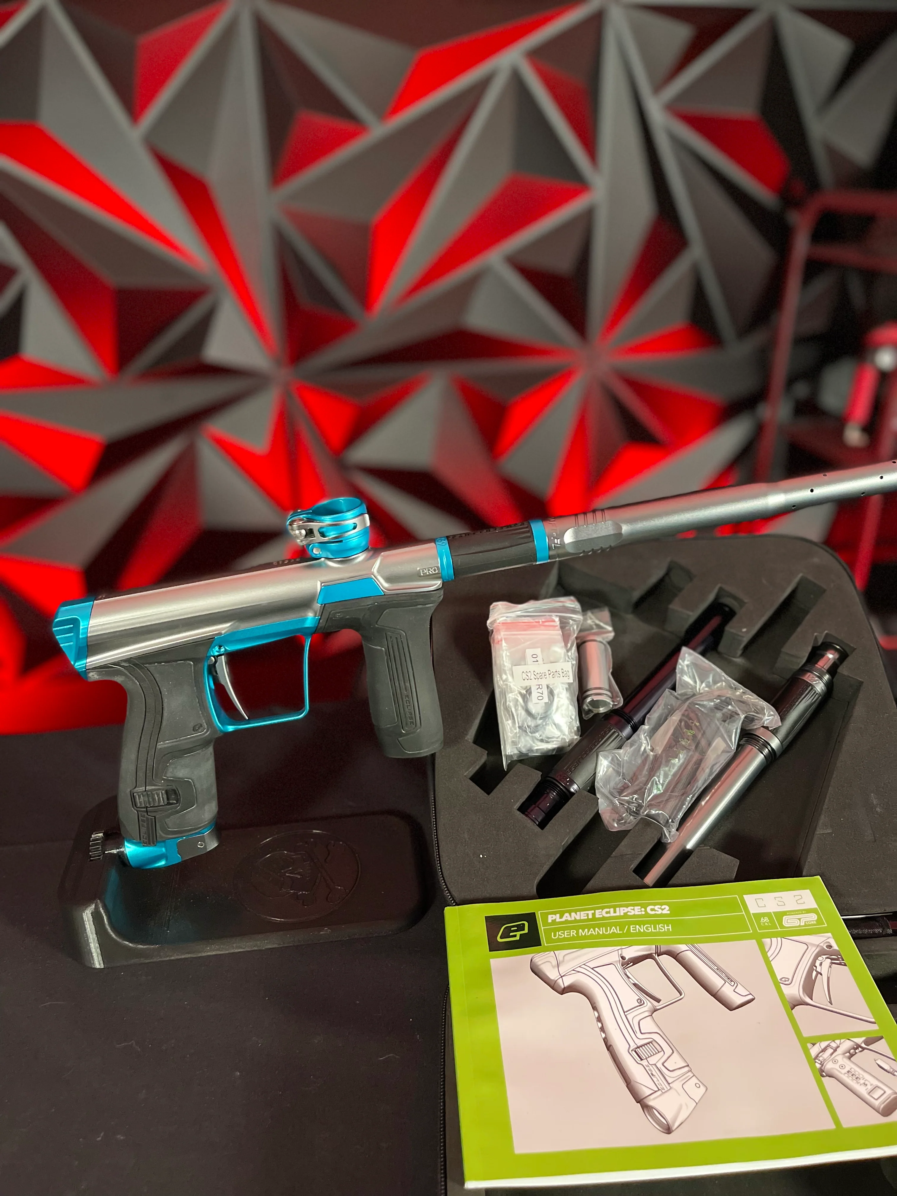 Used Planet Eclipse CS2 Pro Paintball Gun - Grey/Teal w/3 FL Back - Image 7