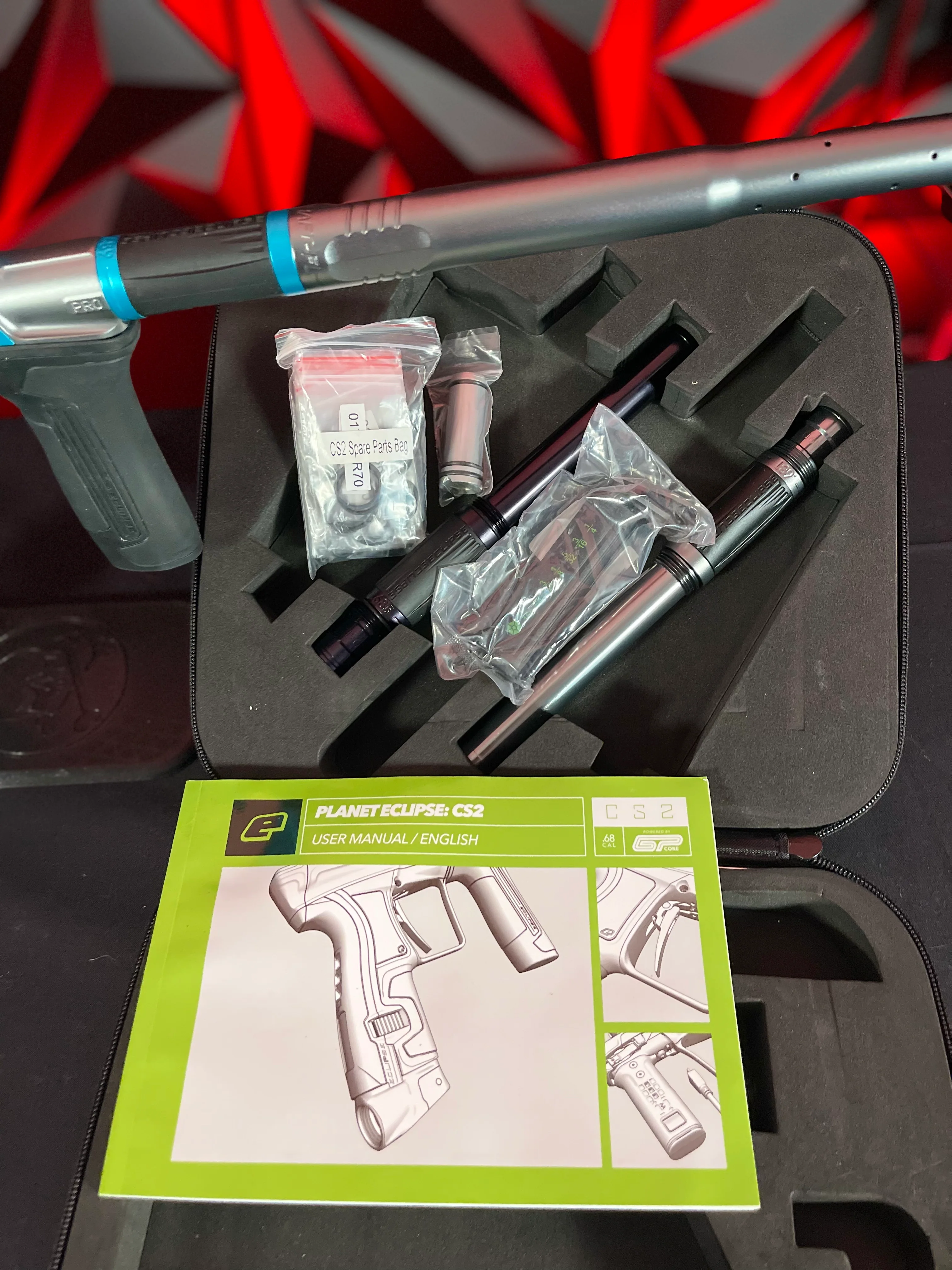 Used Planet Eclipse CS2 Pro Paintball Gun - Grey/Teal w/3 FL Back - Image 8