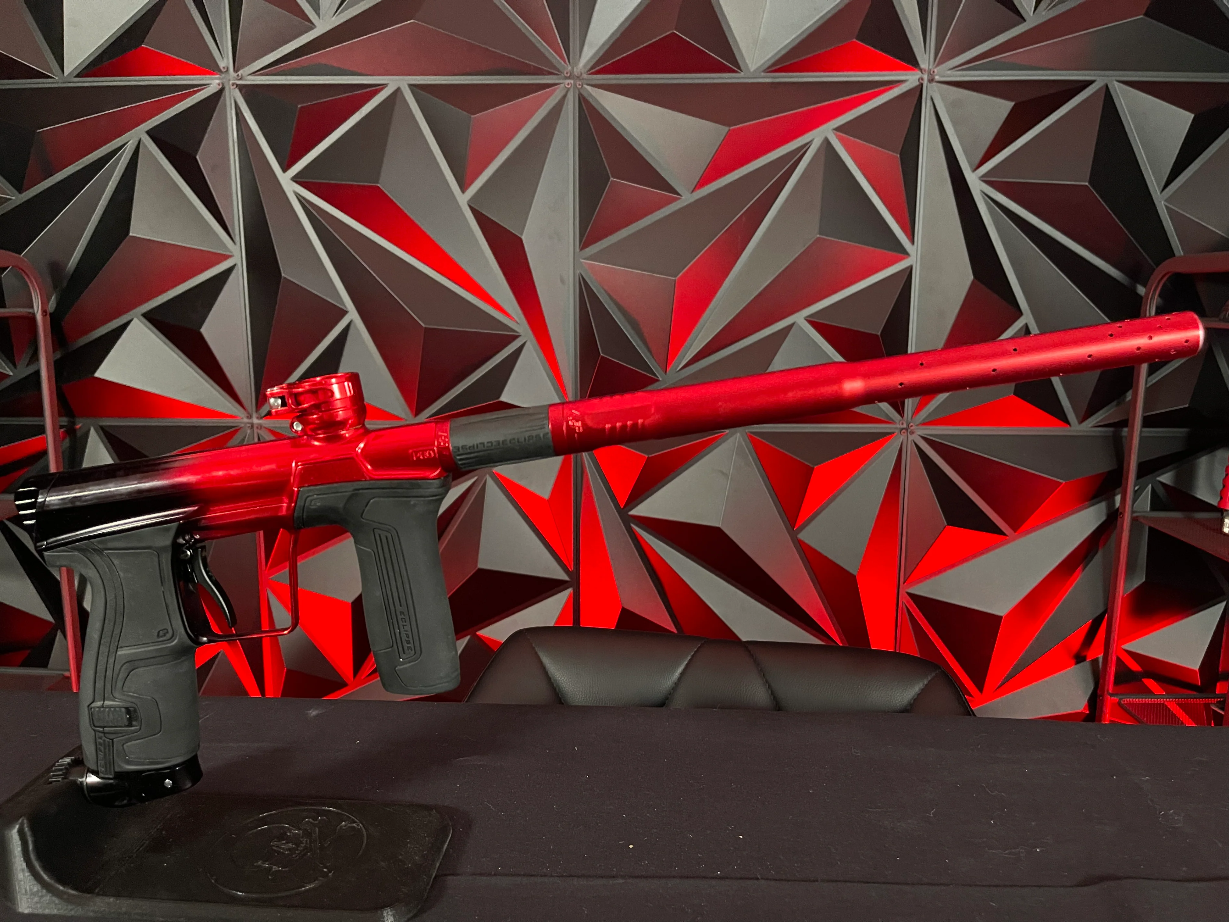 Used Planet Eclipse CS2 Pro Paintball Gun - Polished Black/Polished Red w/Dust Red FL Barrel, Full FL Kit, & Black Scythe Trigger - Image 5