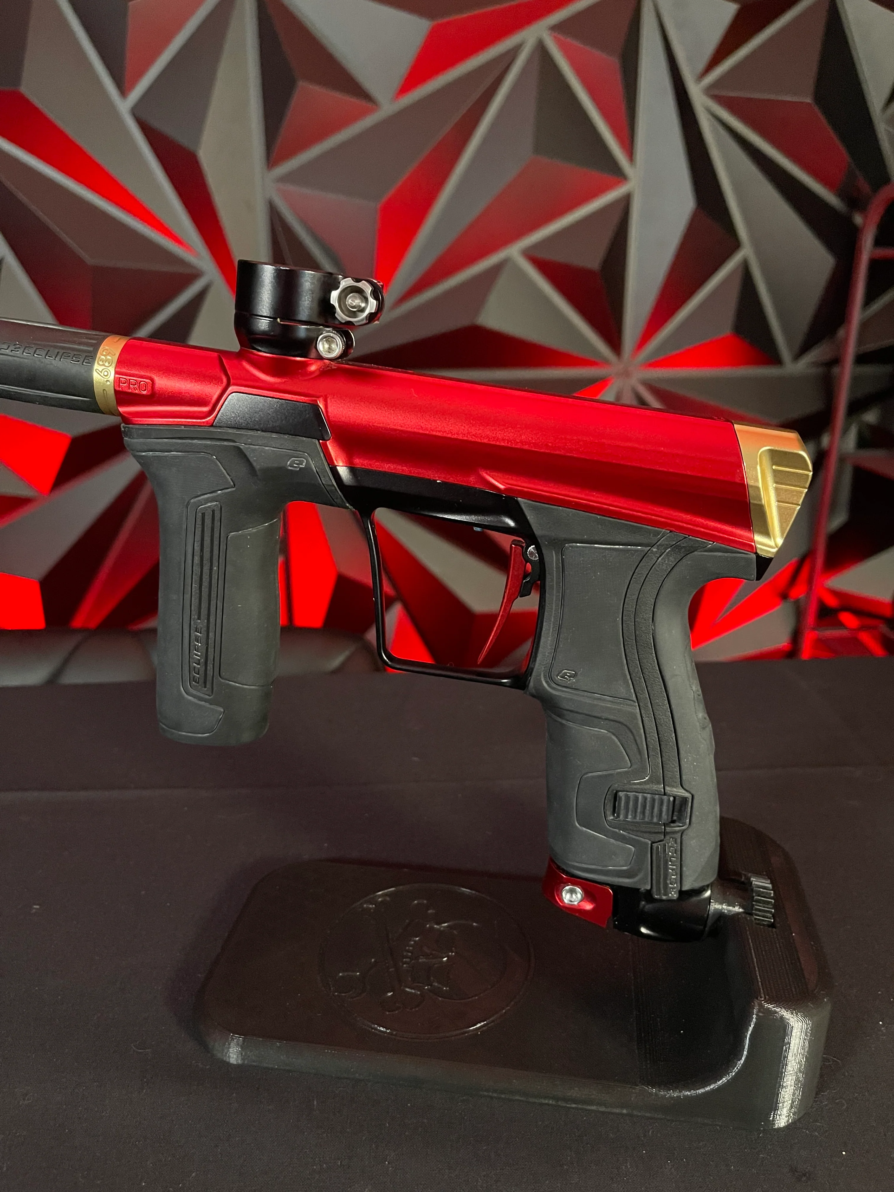 Used Planet Eclipse CS2 Pro Paintball Gun - Red/Black/Gold w/ 3 FL Backs - Image 2
