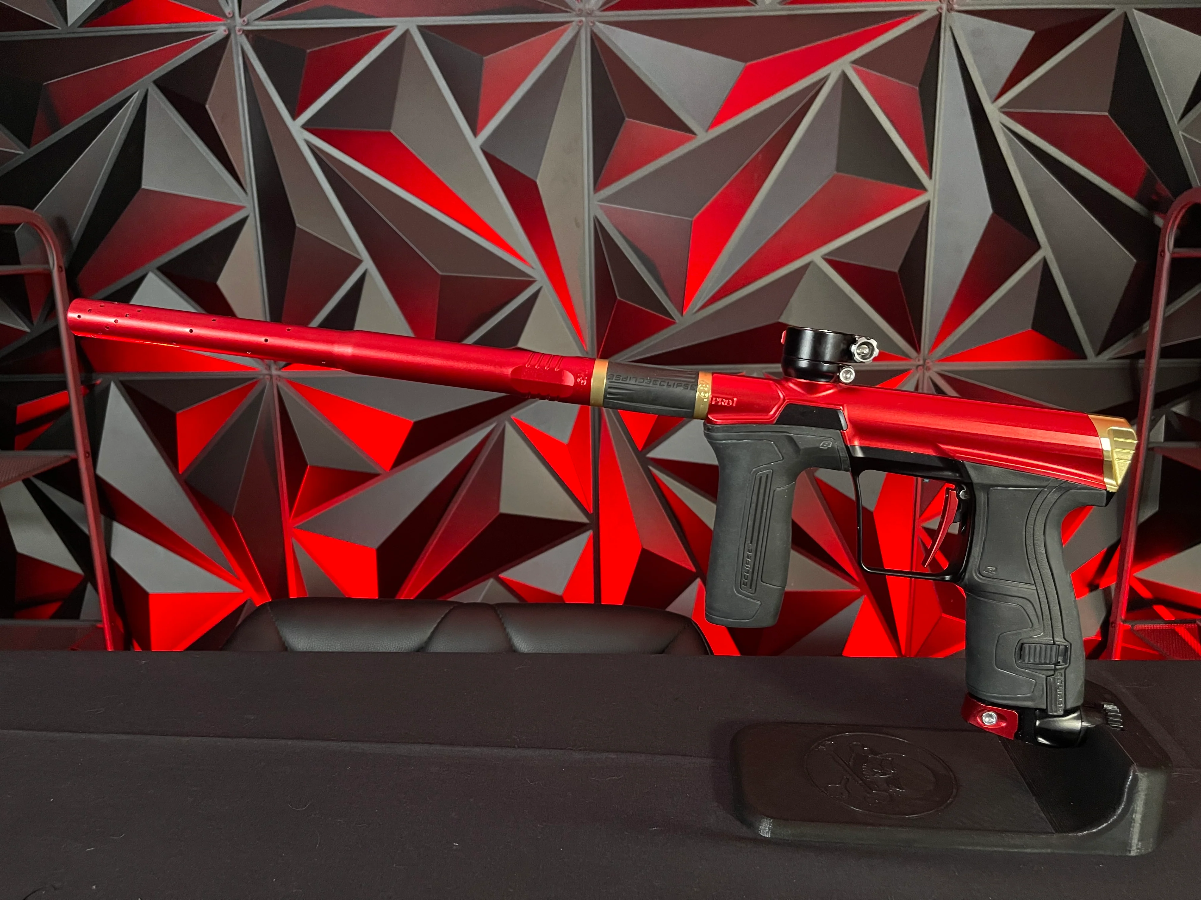 Used Planet Eclipse CS2 Pro Paintball Gun - Red/Black/Gold w/ 3 FL Backs - Image 6