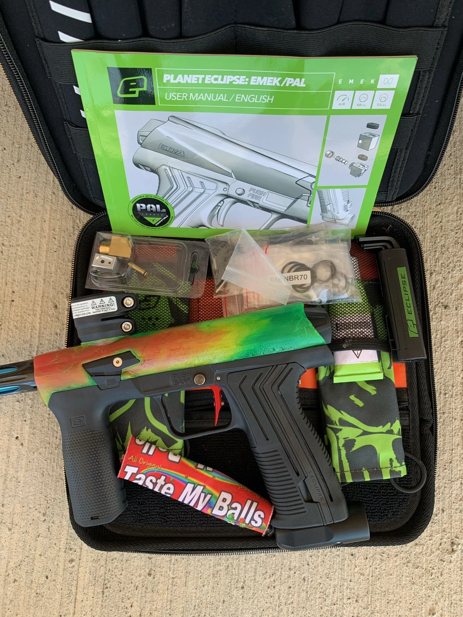 Used Planet Eclipse Emek 100 Paintball Gun - Green - Custom Body w/ Fang Trigger w/ Freak XL Barrel Kit, Hair 45 Trigger Valve, POPS ASA - Image 7